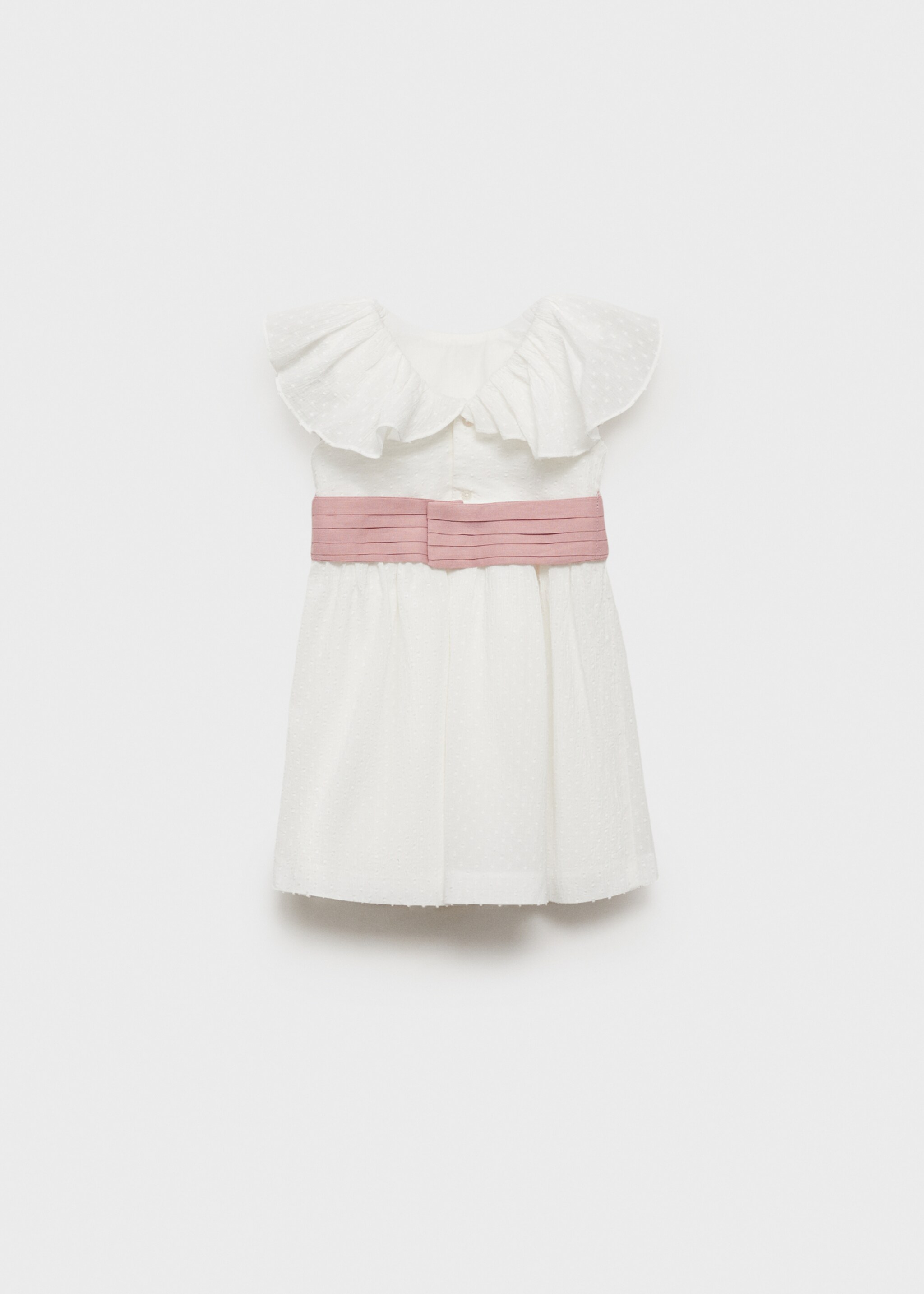 Belt linen dress - Reverse of the article, White. Ref: 87033635-00.