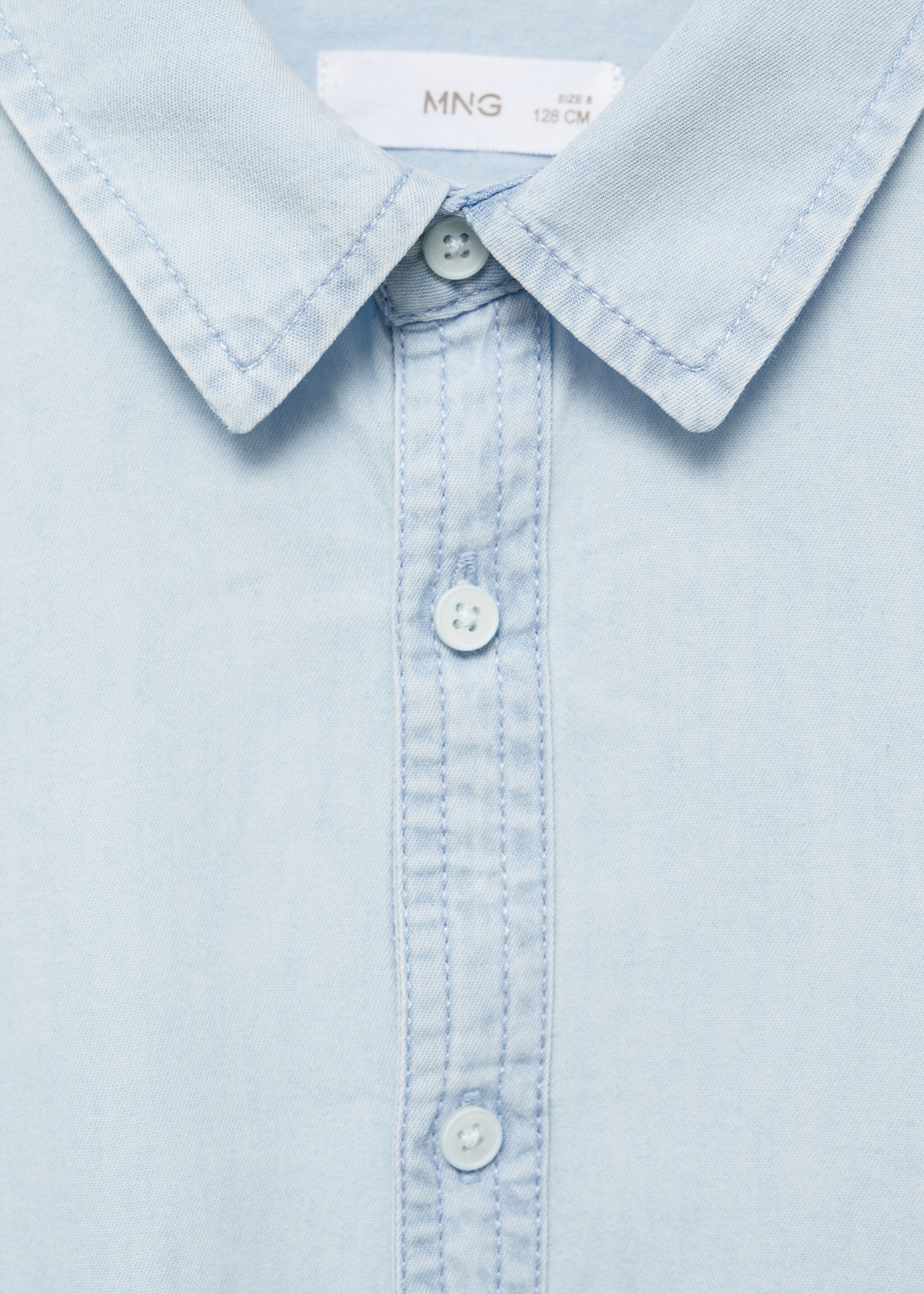 Slim-fit denim shirt - Details of the article 8, Light Blue. Ref: 87033636-00.