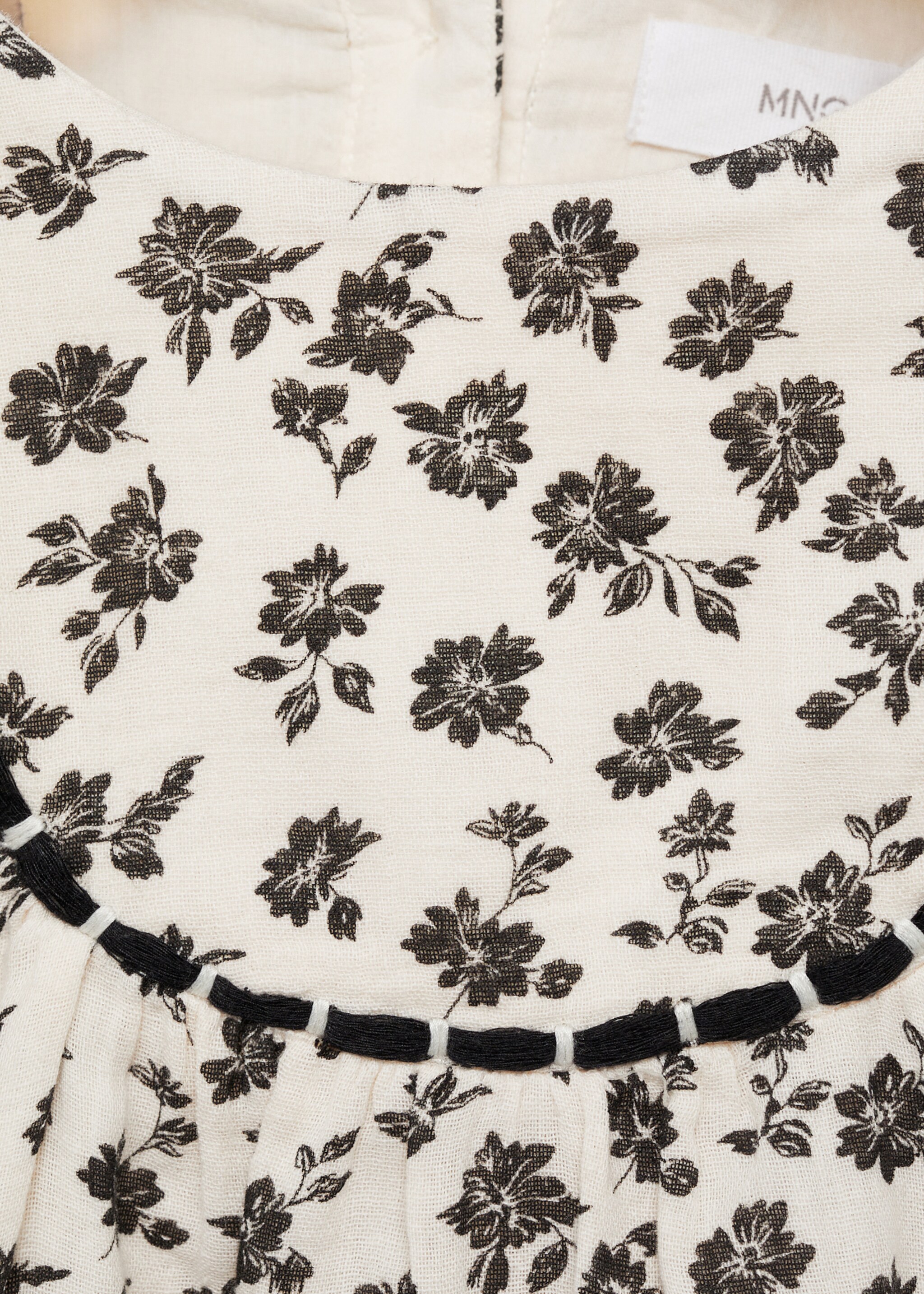 Printed cotton dress - Details of the article 8, Ecru. Ref: 87033637-00.