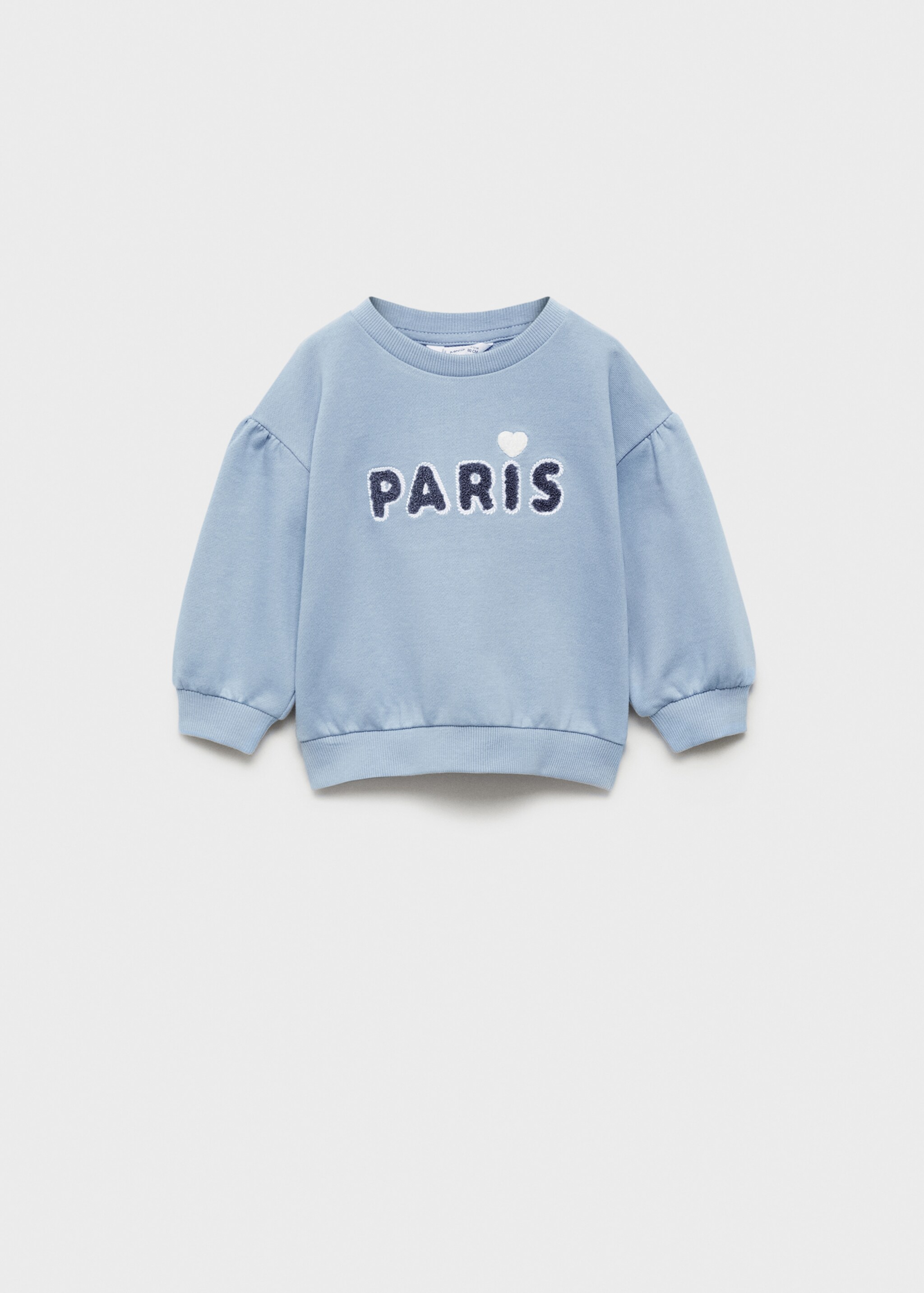 Embossed message cotton sweater - Article without model, Sky Blue. Ref: 87033647-00.