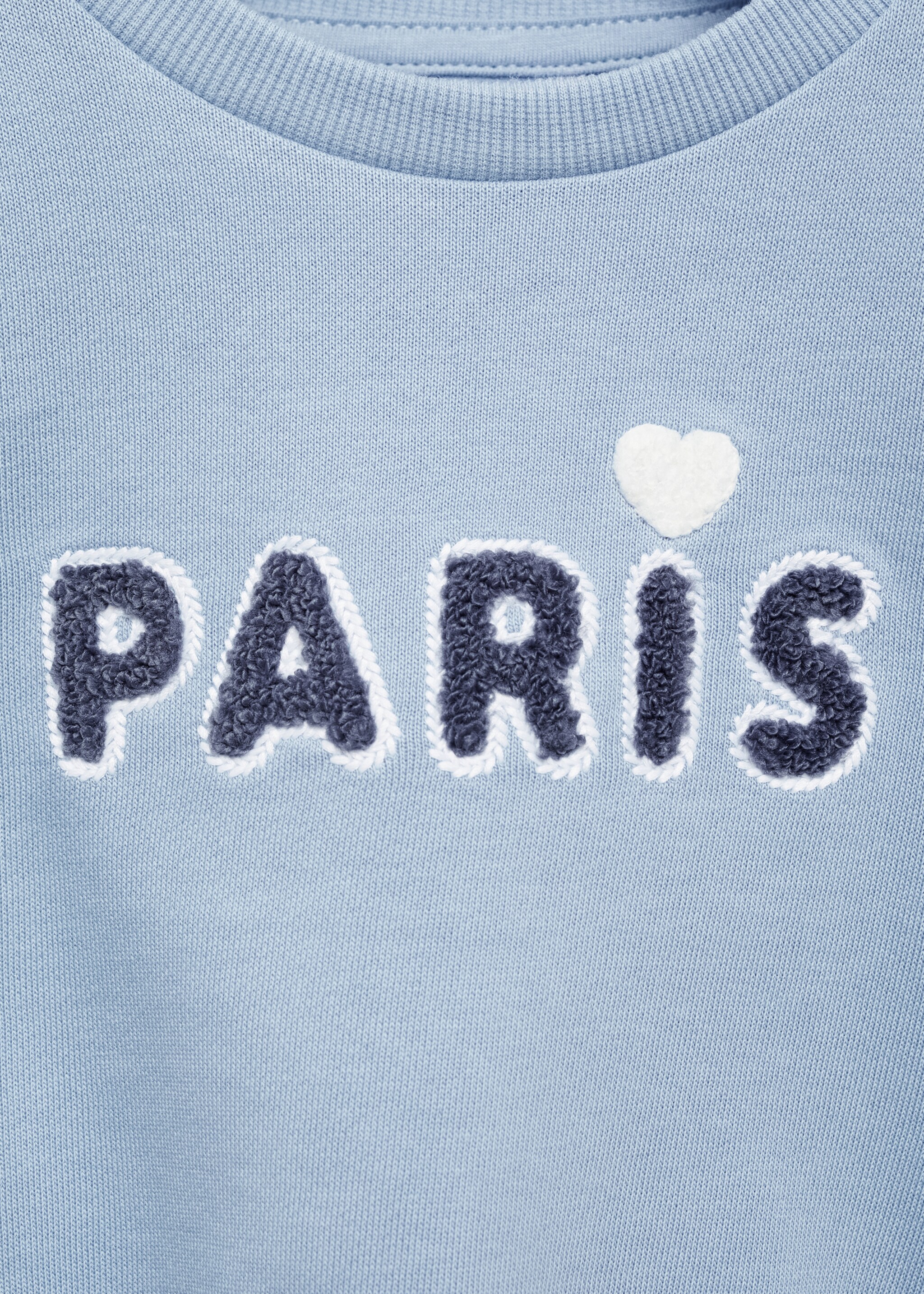 Embossed message cotton sweater - Details of the article 8, Sky Blue. Ref: 87033647-00.
