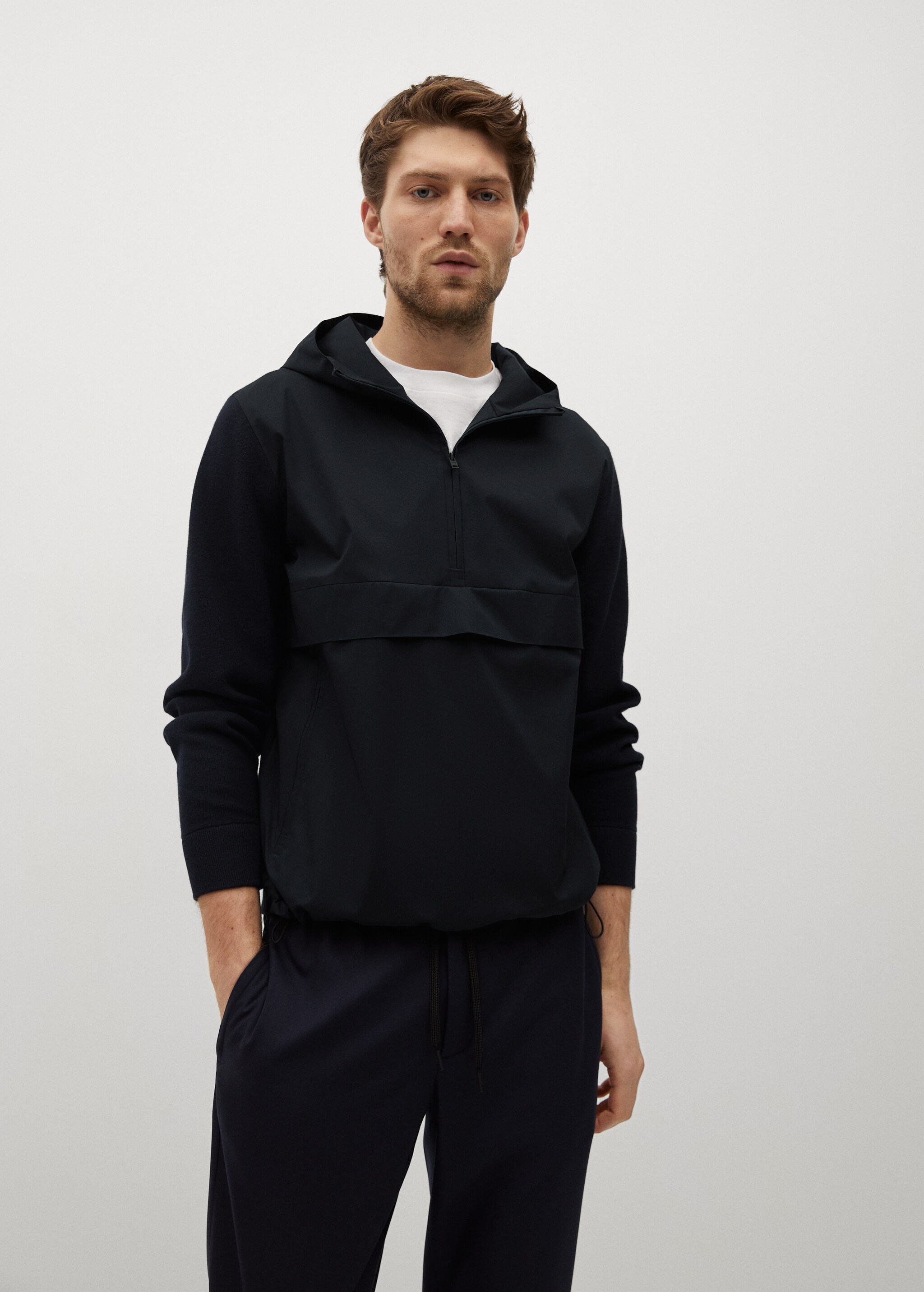 Sudadera combinada punto cremallera - Plano medio