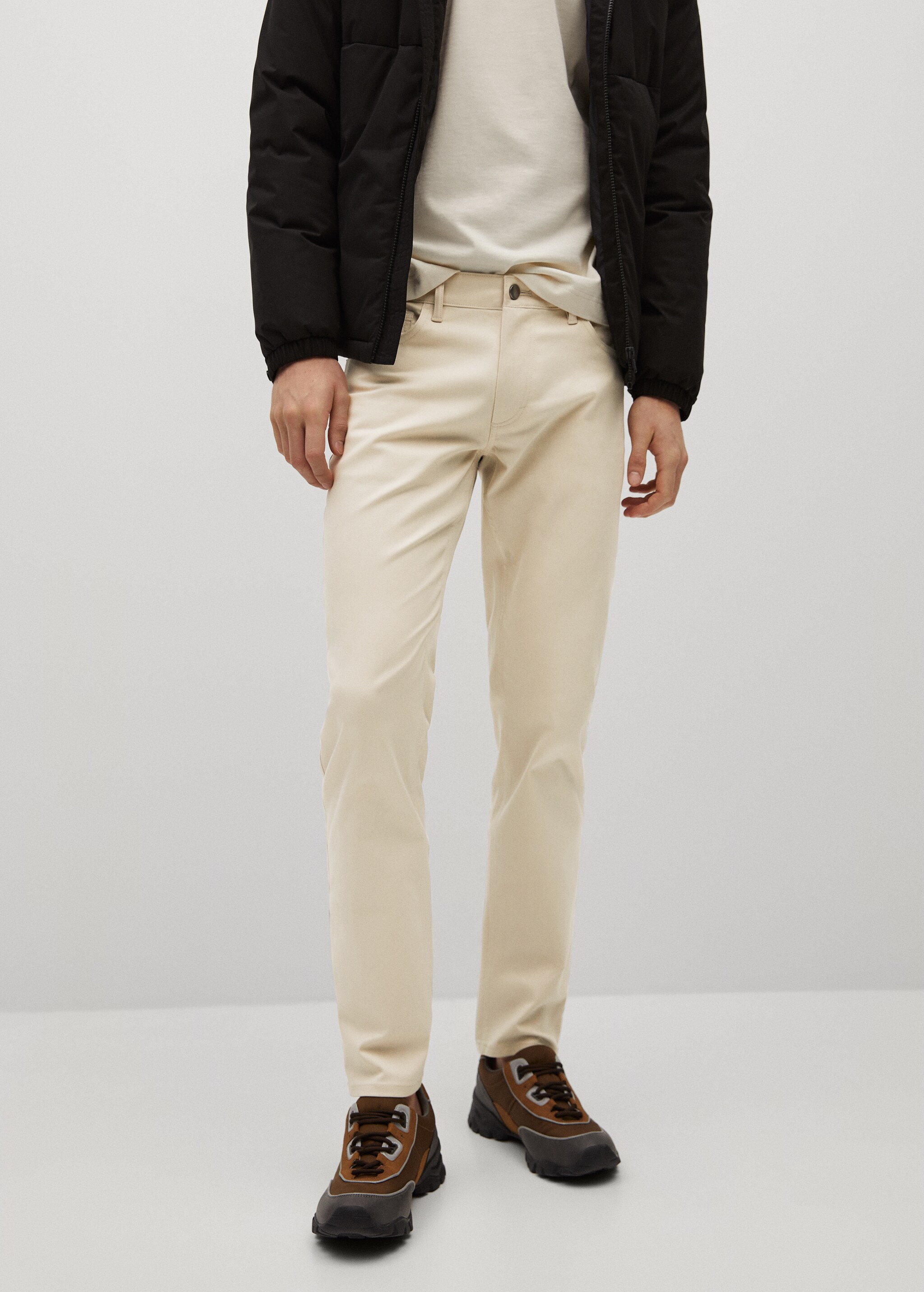 Keprové kalhoty džínového stylu slim fit - Náhled ve středové rovině