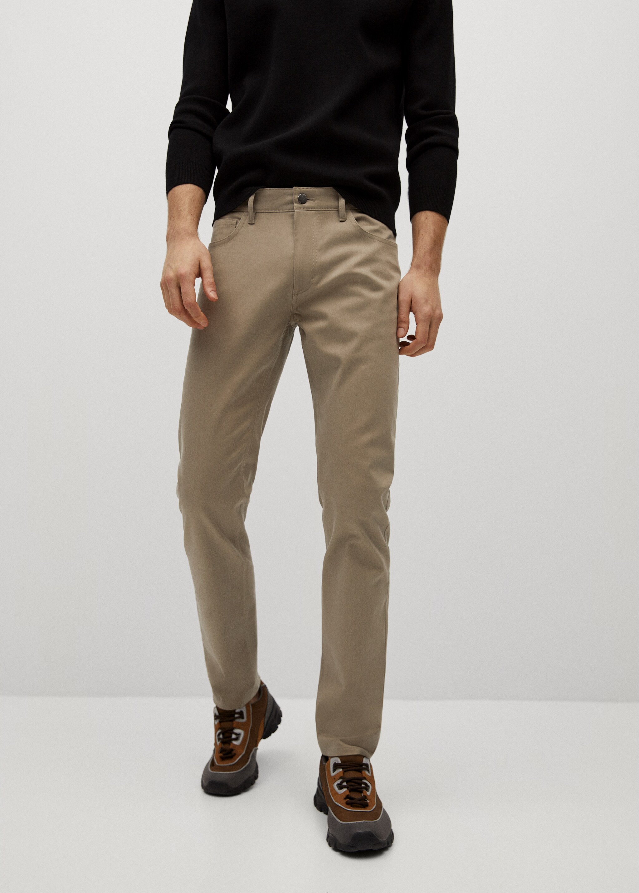 Keprové kalhoty džínového stylu slim fit - Náhled ve středové rovině