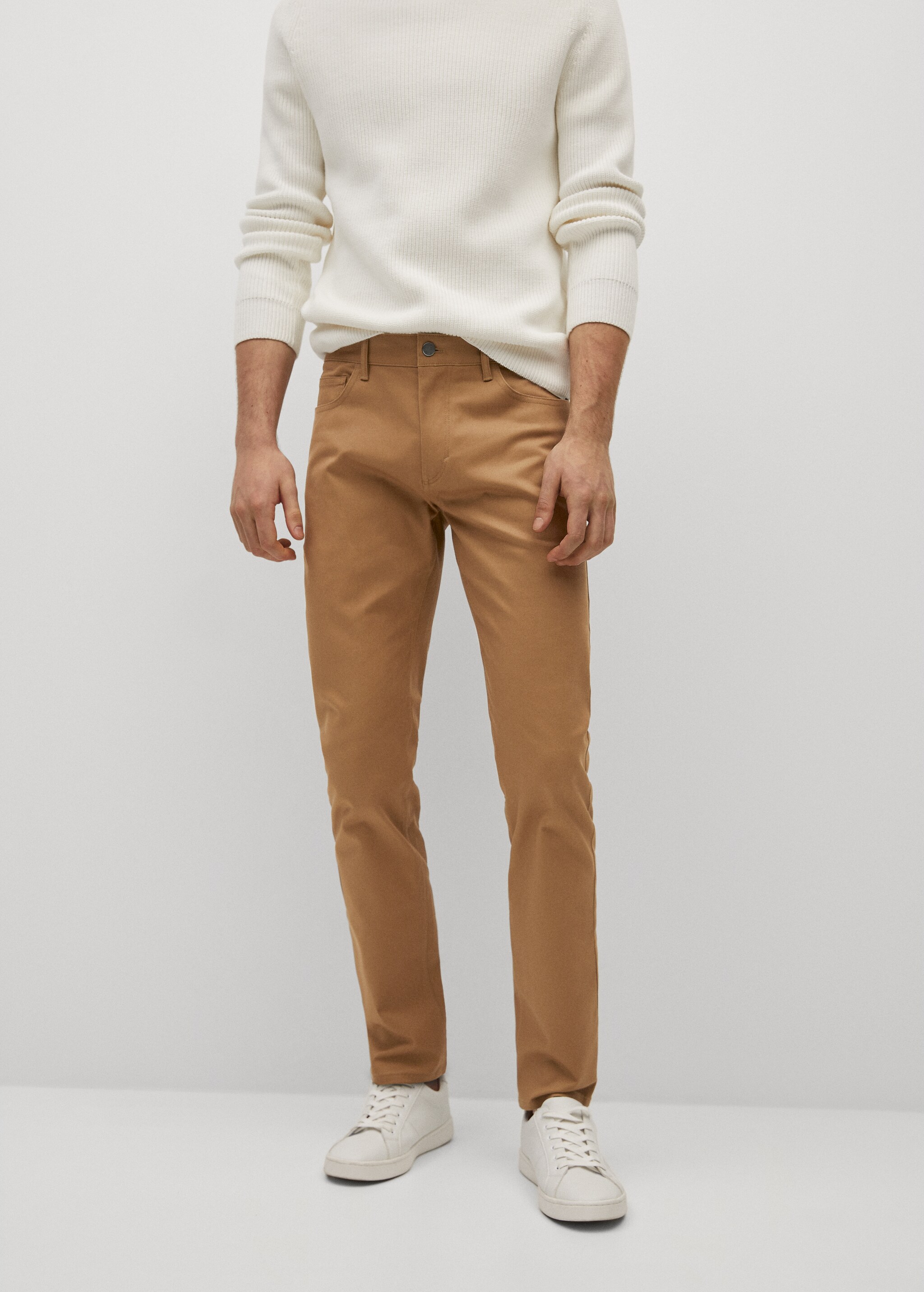 Keprové kalhoty džínového stylu slim fit - Náhled ve středové rovině