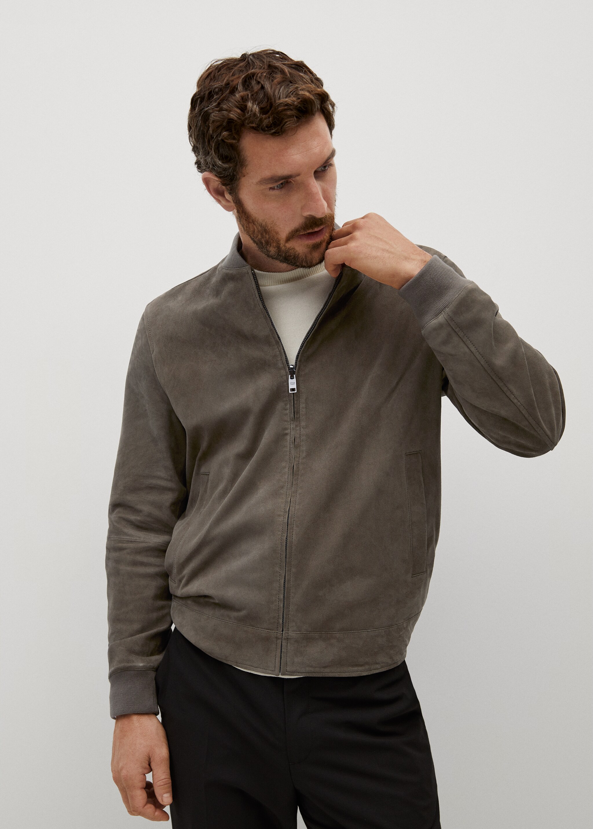 Reversible suede bomber jacket - Medium plane