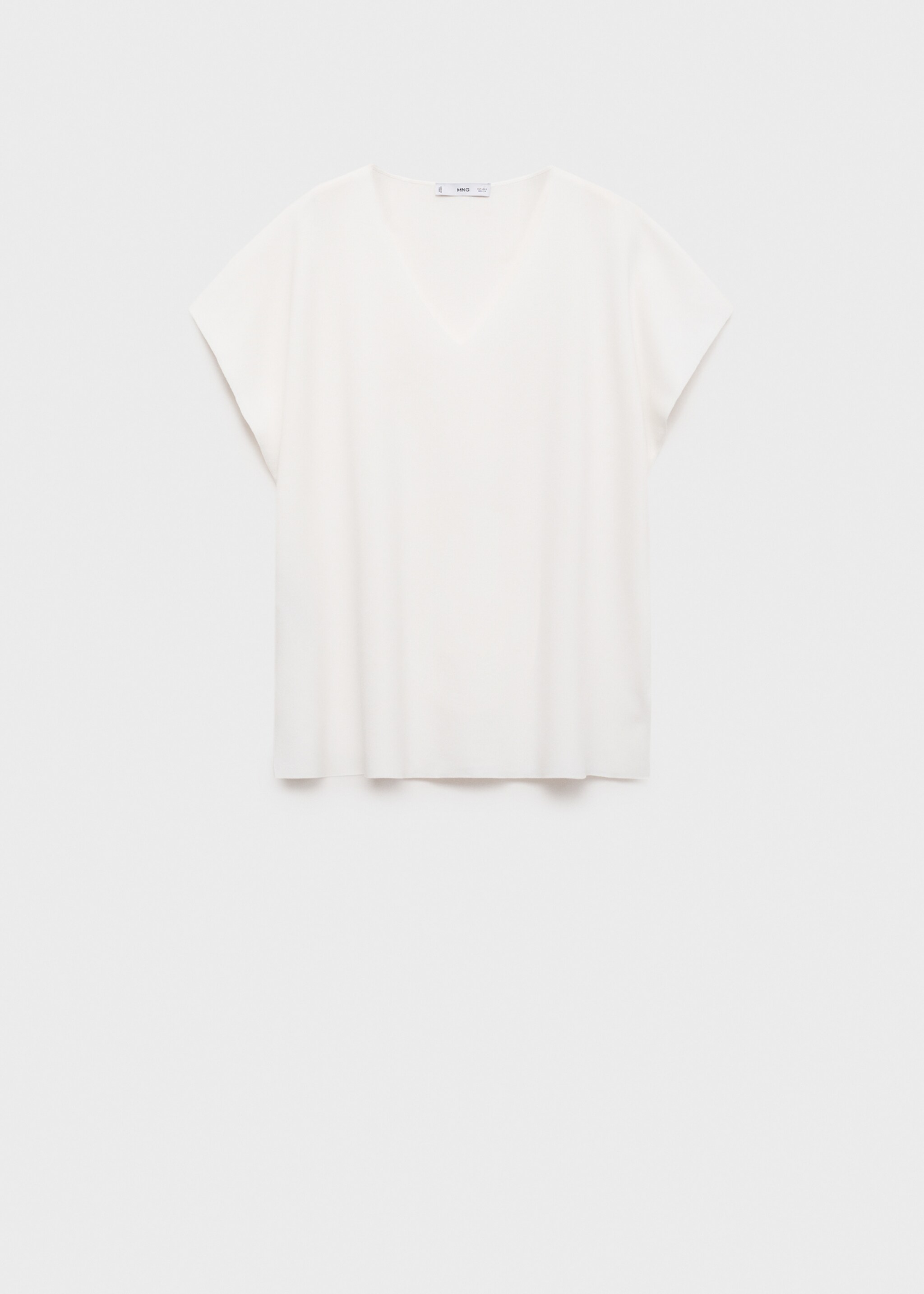 Top en maille col V - Article sans modèle, Blanc. Ref: 87034064-00.