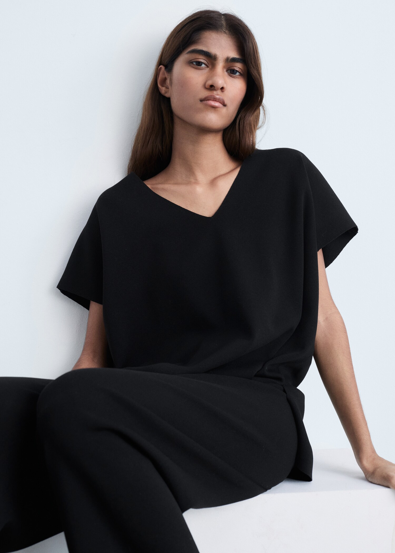 Top en maille col V - Plan moyen