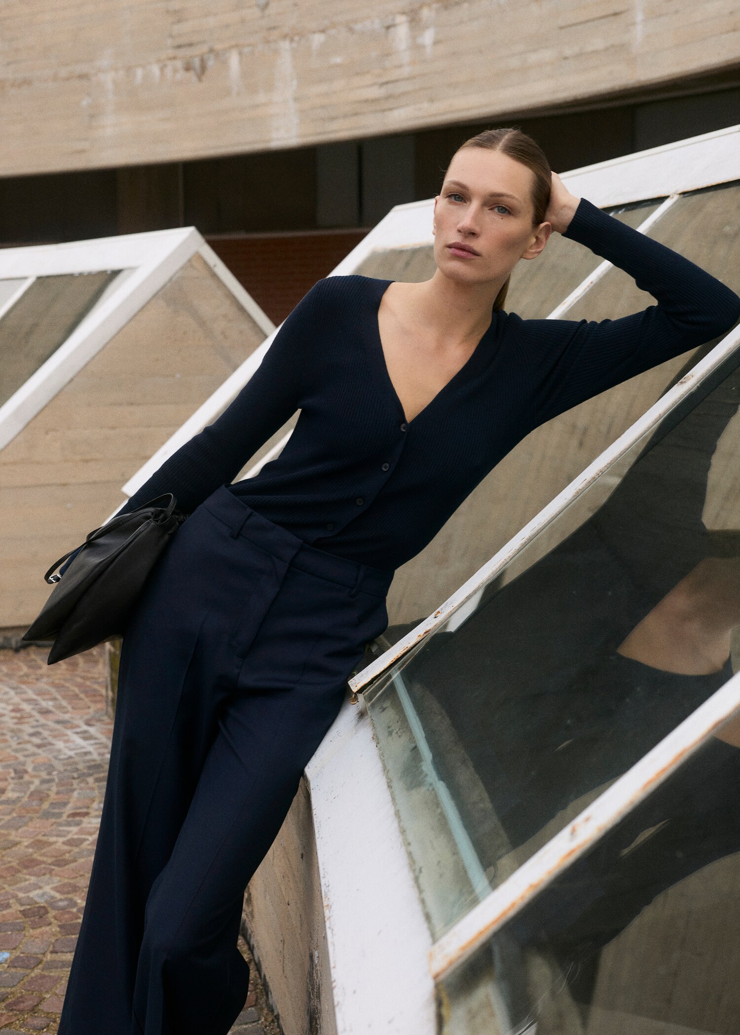 Contrast-bodice long jumpsuit - Medium plane