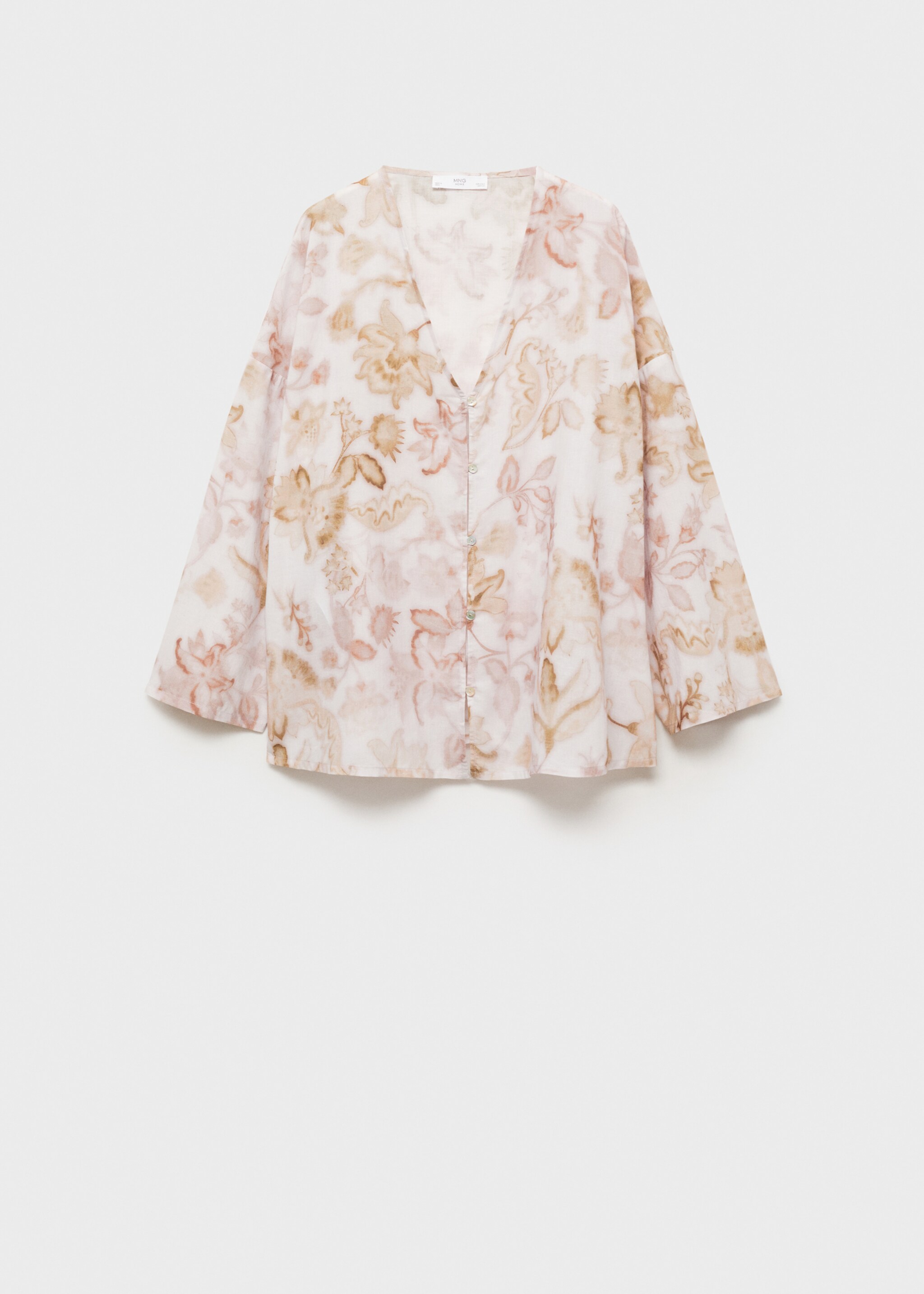 Pyjama top with floral detail - Article without model, Light/Pastel Grey. Ref: 87034068-00.