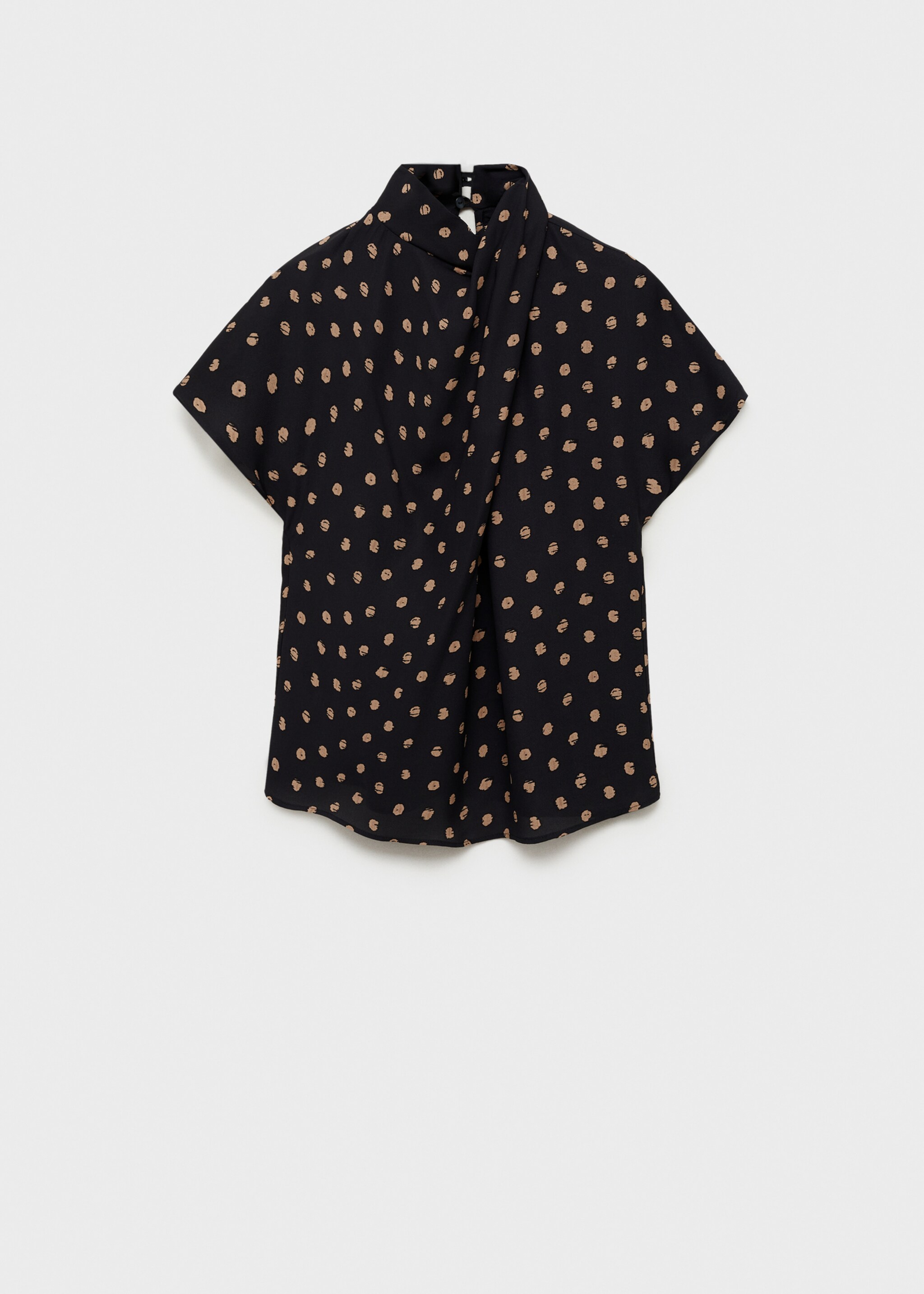 Polka-dot blouse with draped collar - Article without model, Black. Ref: 87034071-00.
