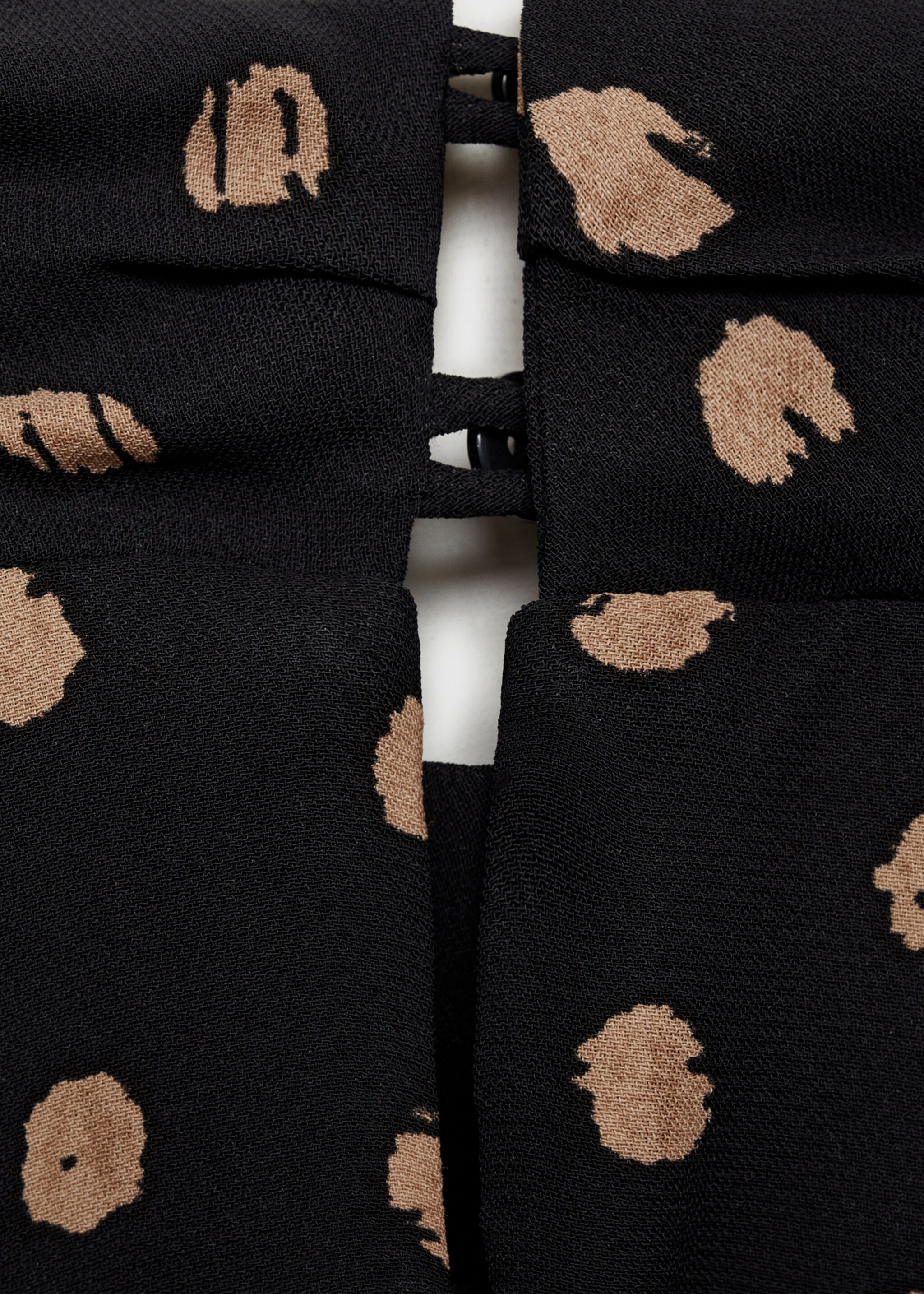 Polka-dot blouse with draped collar - Details of the article 0, Black. Ref: 87034071-00.