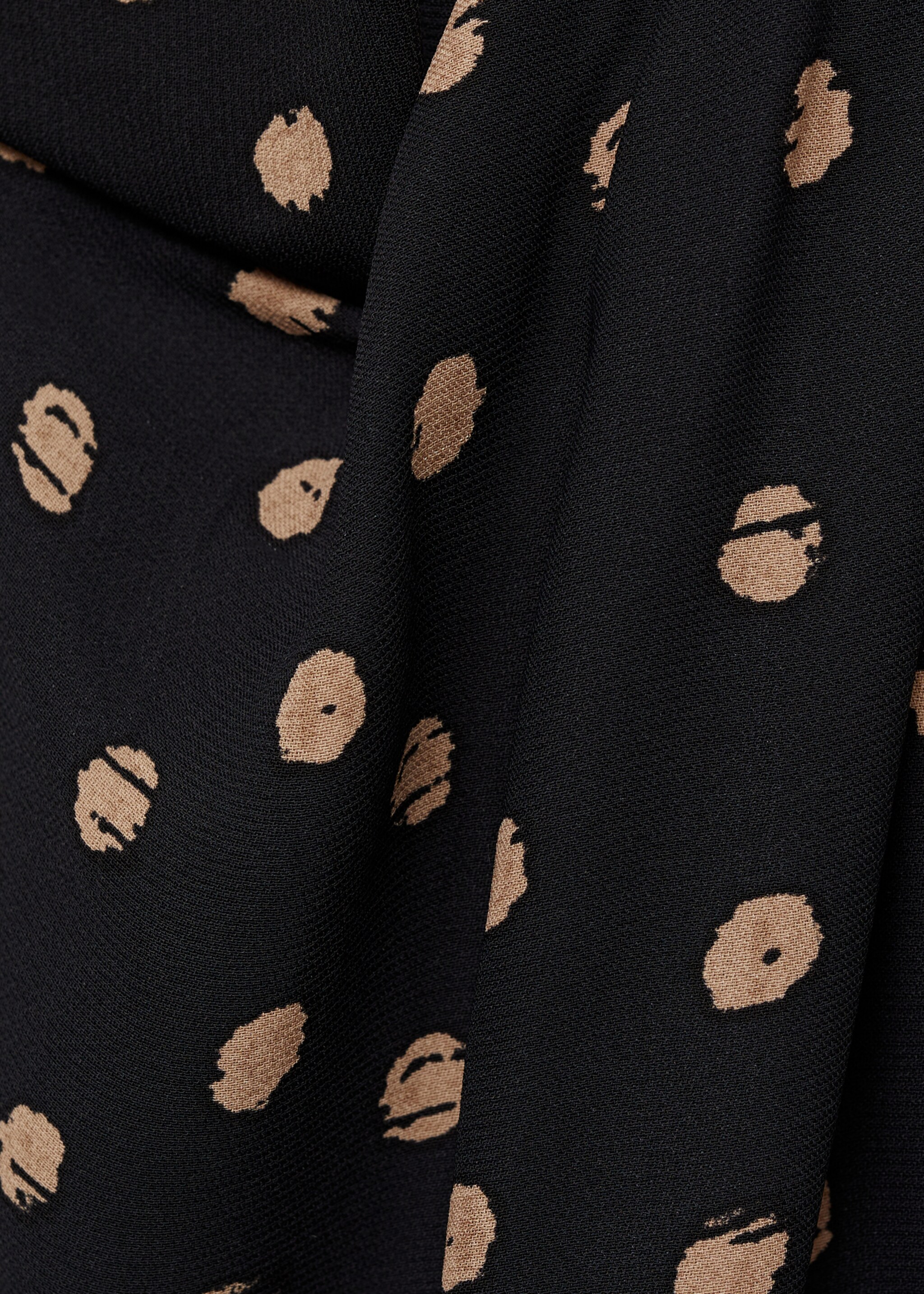 Polka-dot blouse with draped collar - Details of the article 8, Black. Ref: 87034071-00.