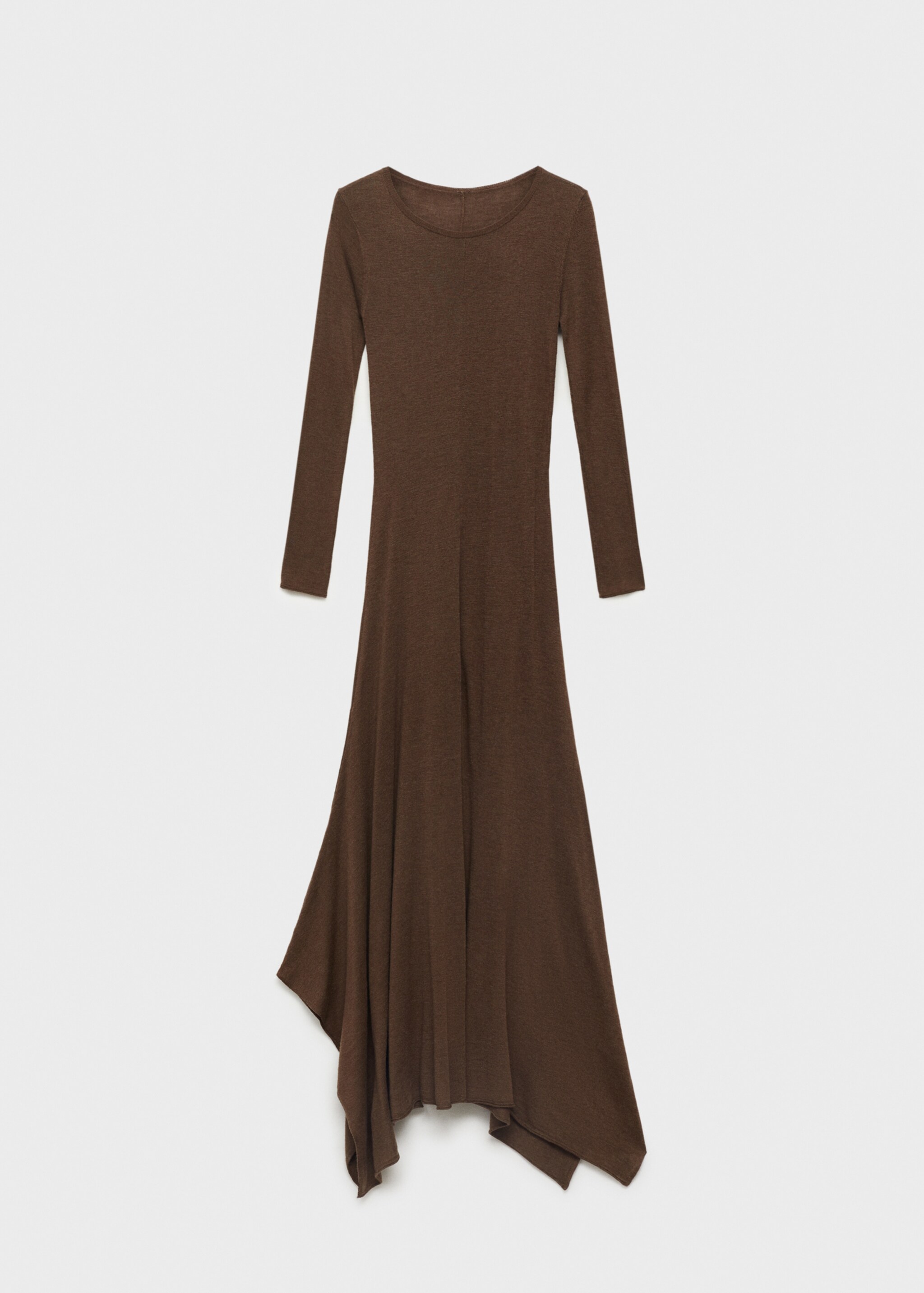 Asymmetrical low-knit dress - Article without model, Caramel. Ref: 87034072-00.