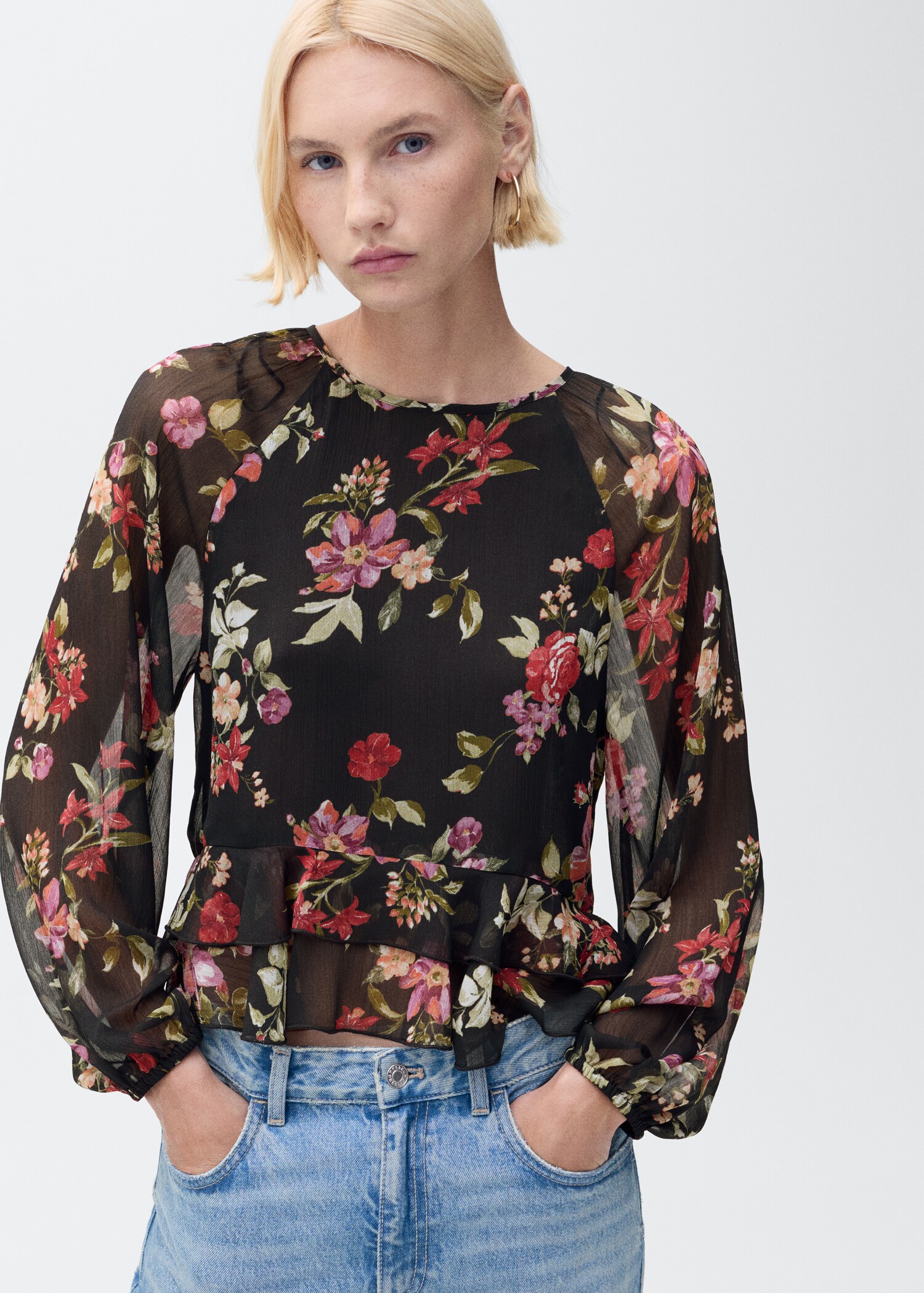 Floral ruffled blouse - Medium plane