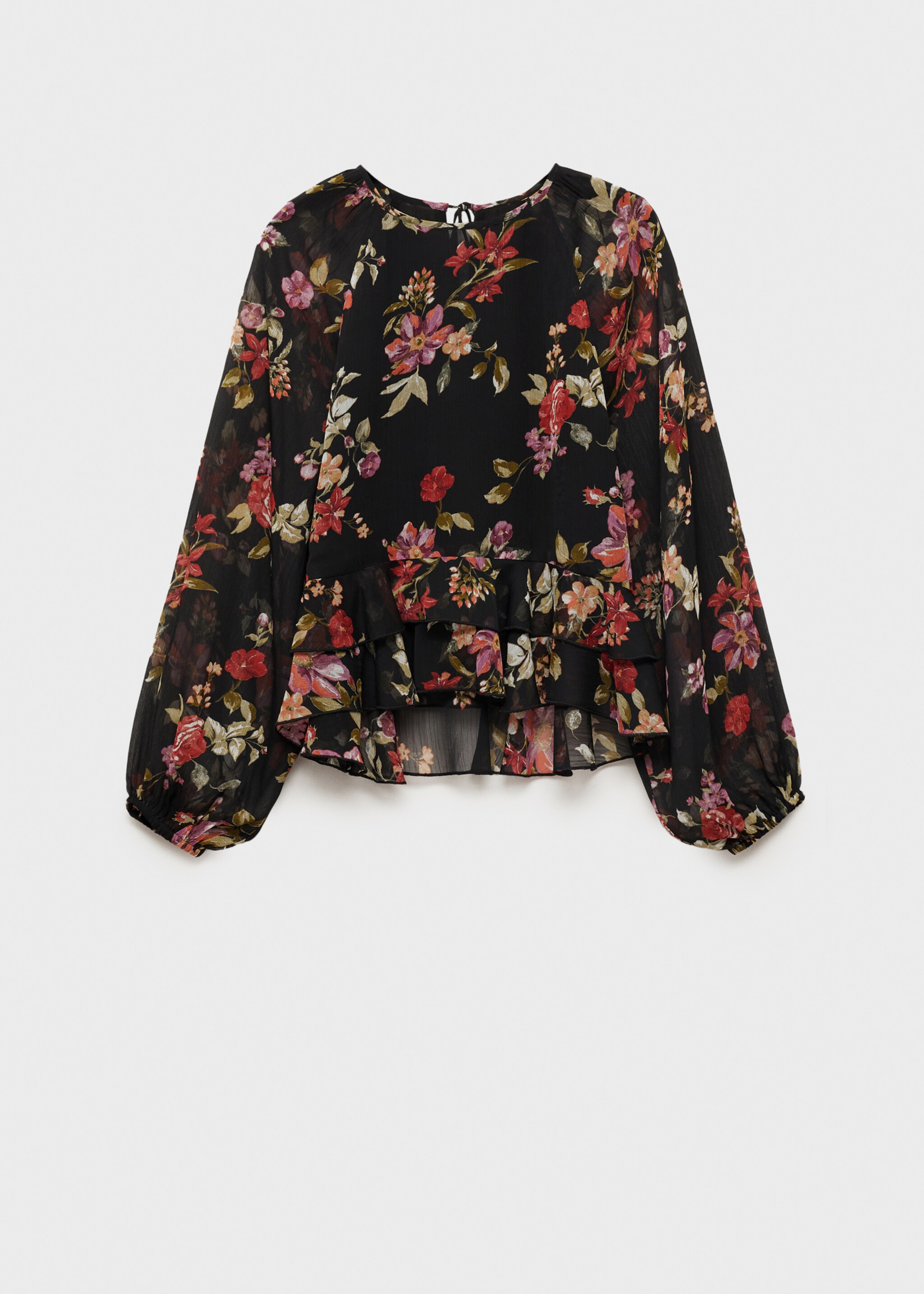 Blusa floreale volant - Articolo senza modello, Nero. Ref: 87034075-00.