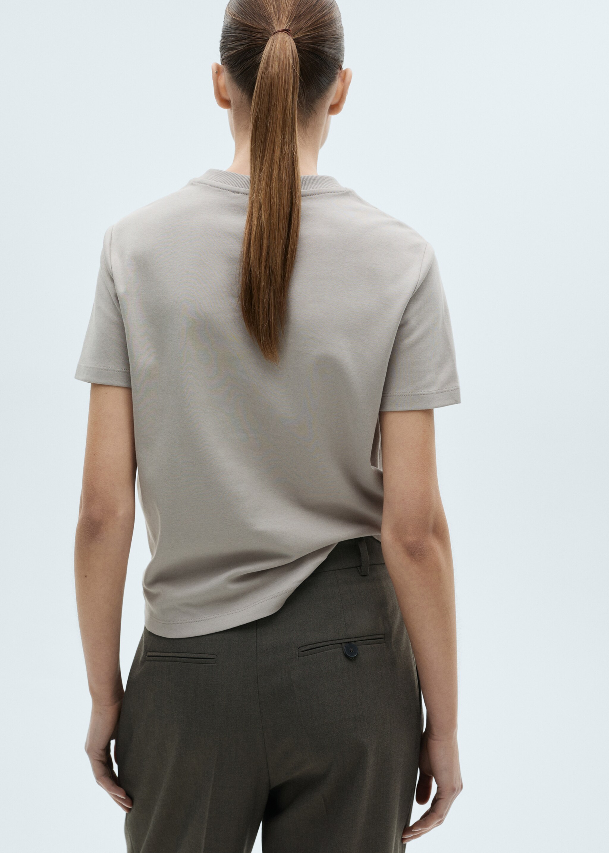 V-neck cotton T-shirt - Reverse of the article, Medium Brown. Ref: 87034079-00.