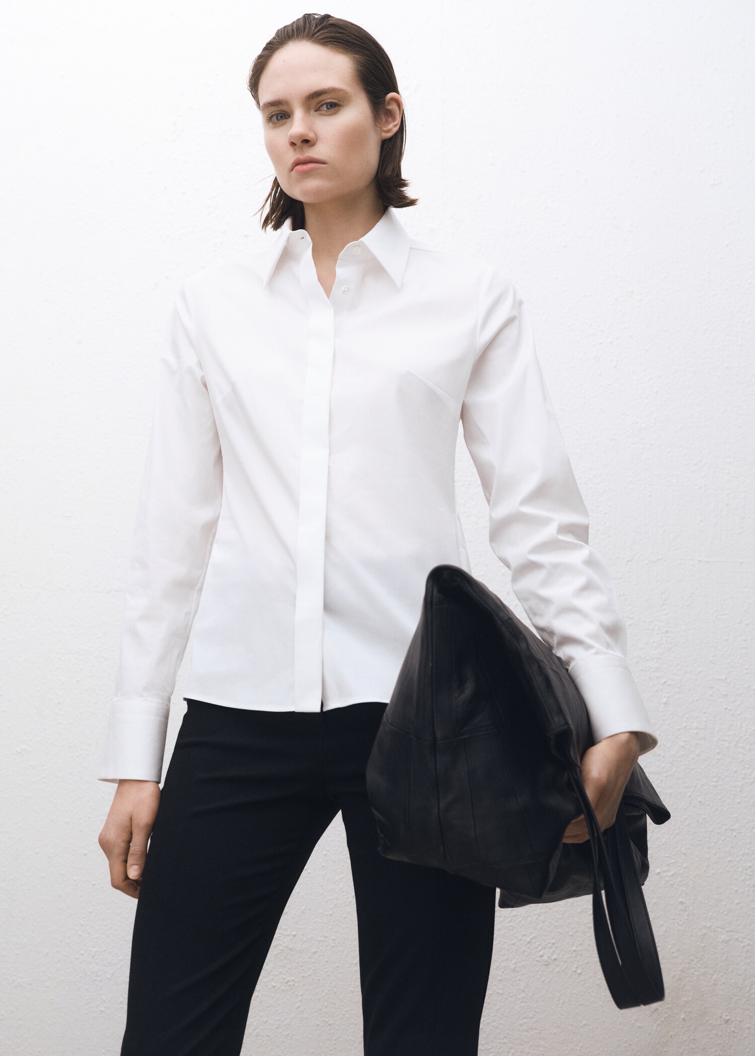 Slim-fit poplin shirt - Medium plane