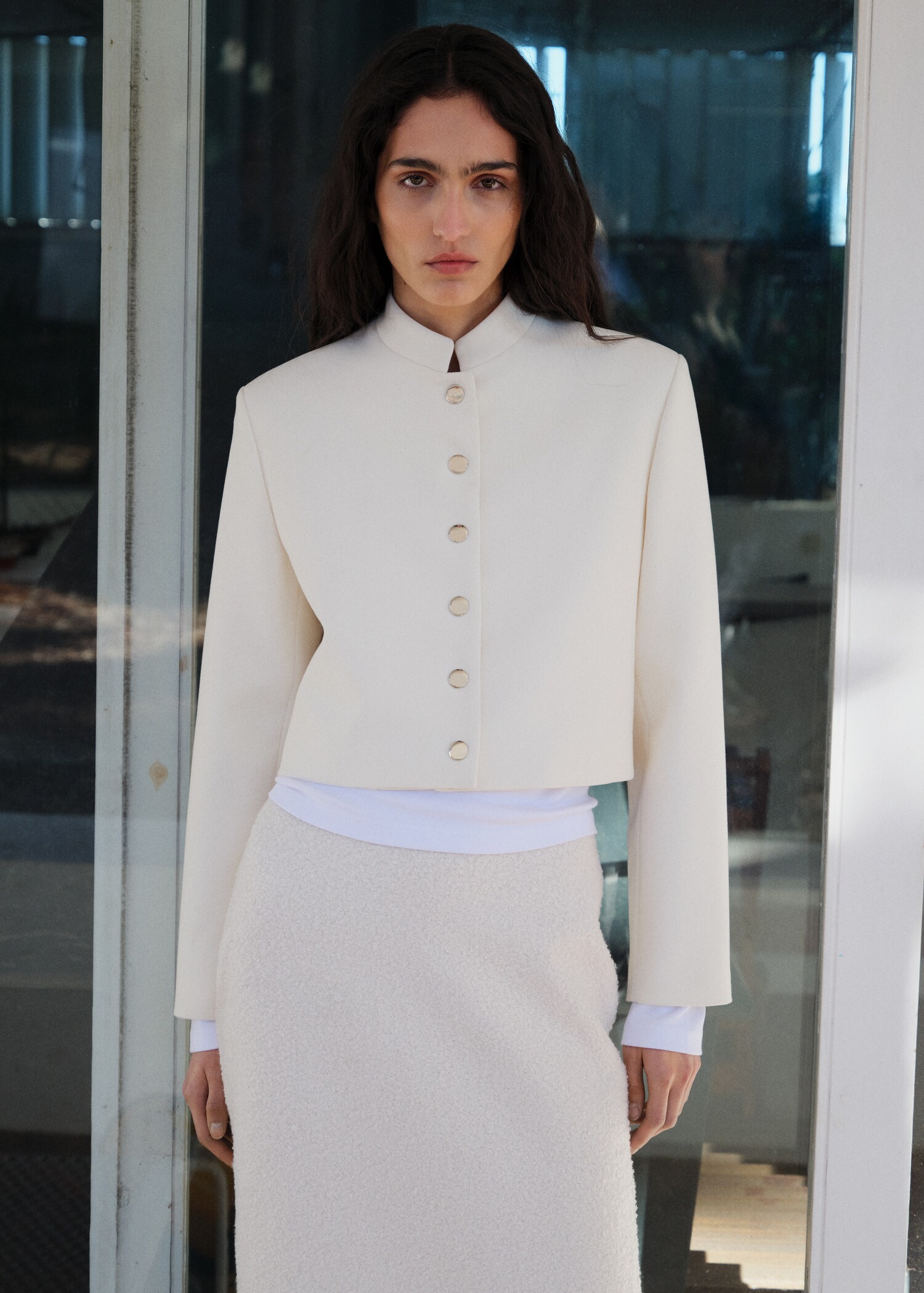 Veste crop col officier - Plan moyen