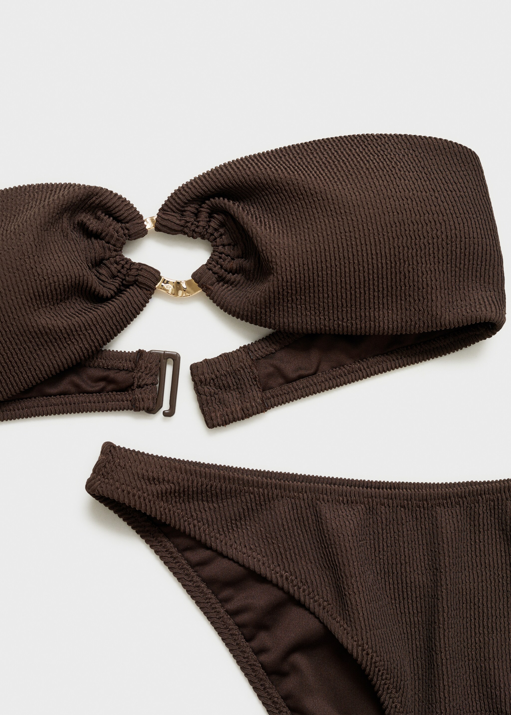 Ribbed bikini bottom - Details of the article 0, Chocolate. Ref: 87034389-00.