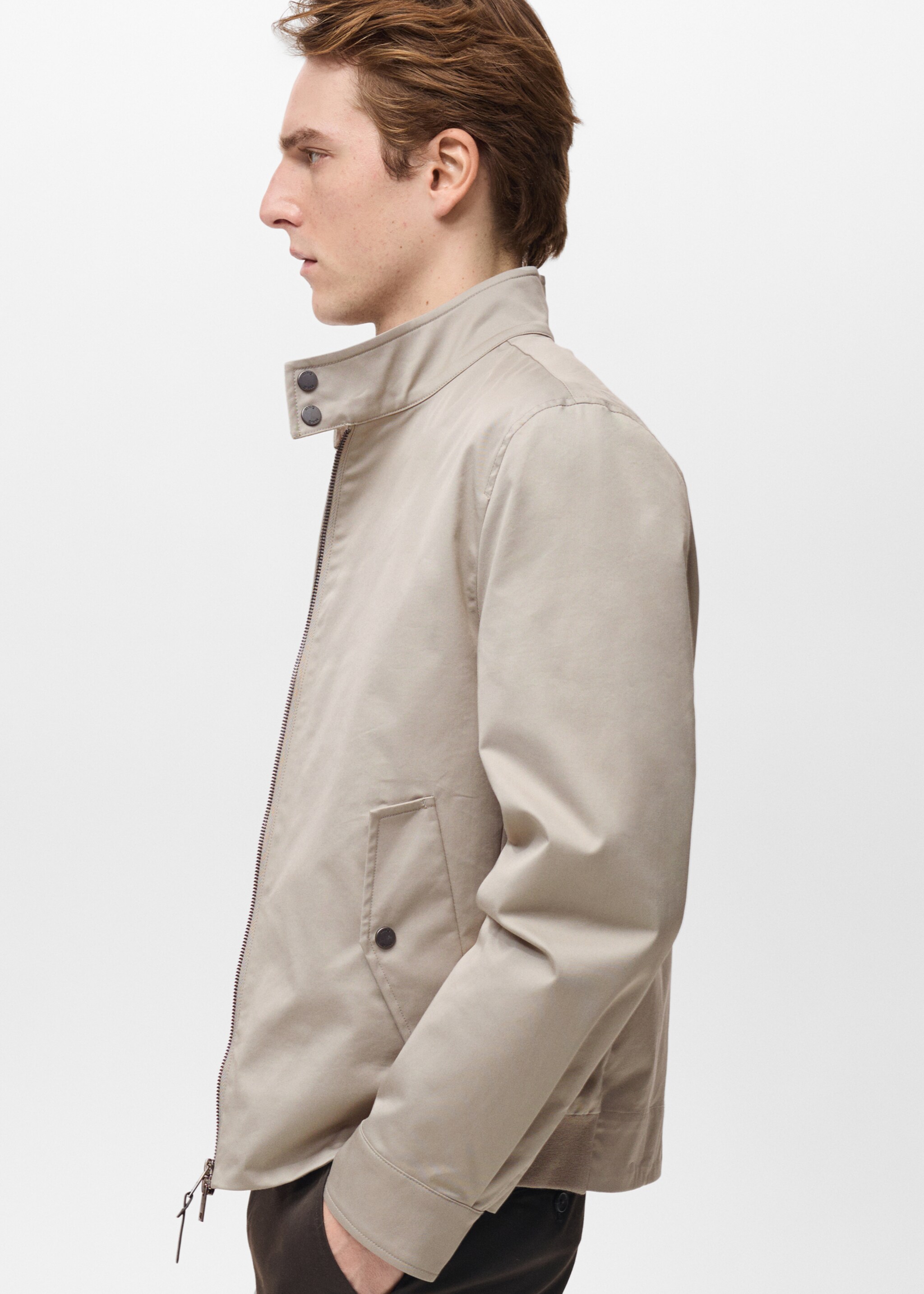 Water-repellent cotton jacket - Details of the article 2, Ice Grey. Ref: 87034391-00.