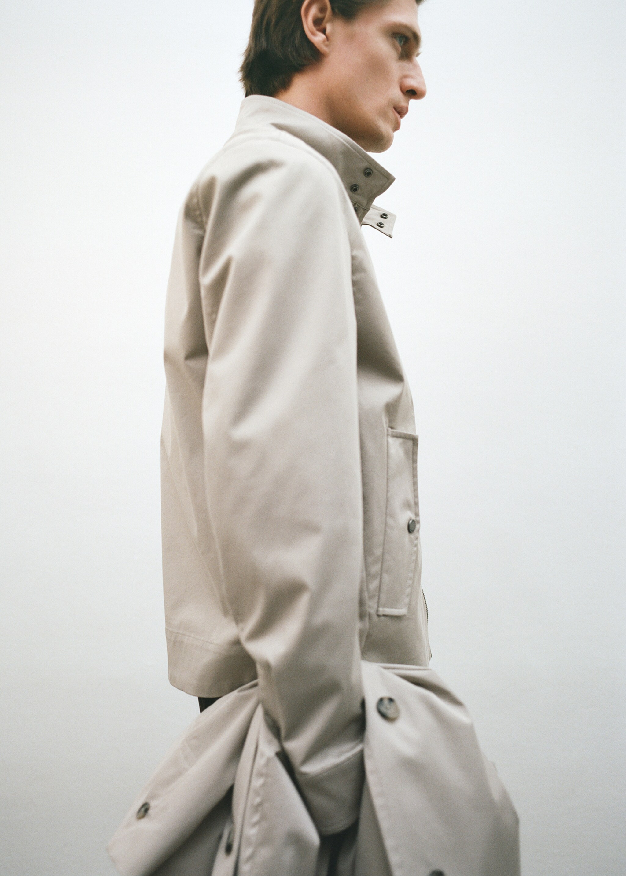 Water-repellent cotton jacket - Details of the article 3, Ice Grey. Ref: 87034391-00.