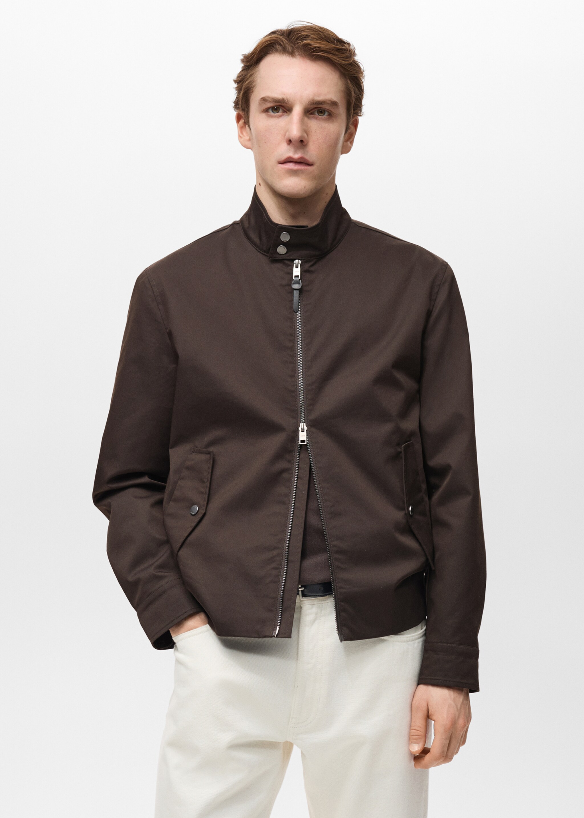 Water-repellent cotton jacket - Medium plane, Chocolate. Ref: 87034391-00.