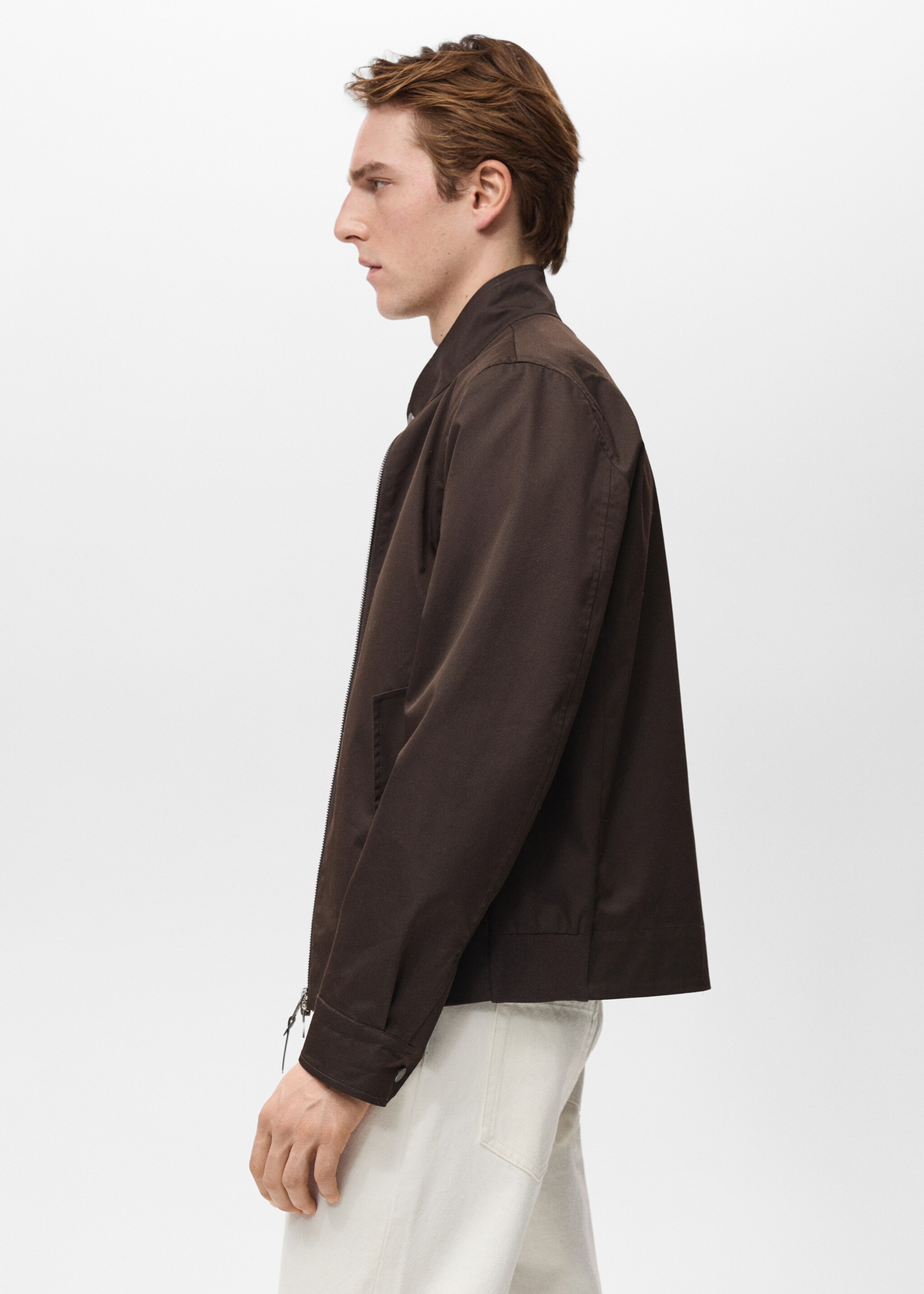 Water-repellent cotton jacket - Details of the article 2, Chocolate. Ref: 87034391-00.