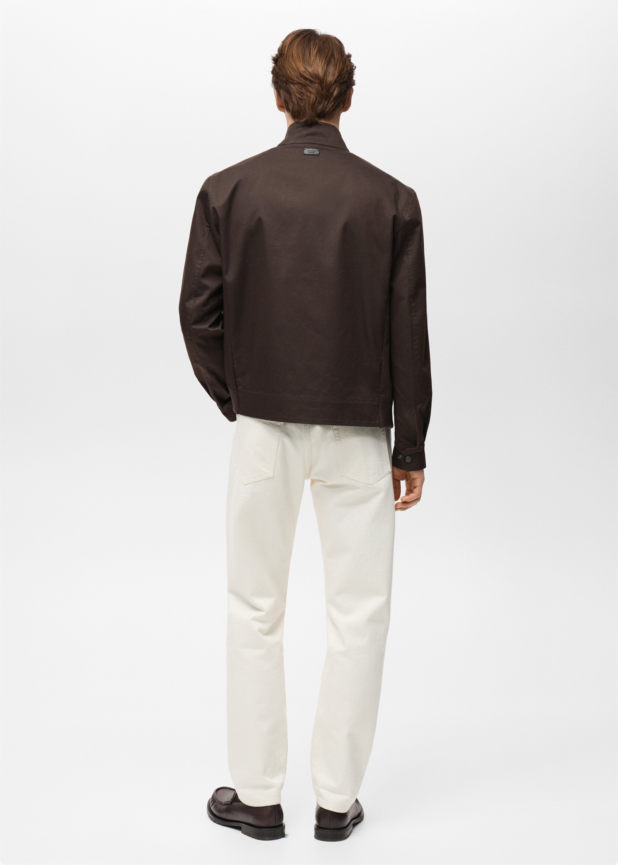 Water-repellent cotton jacket - Reverse of the article, Chocolate. Ref: 87034391-00.