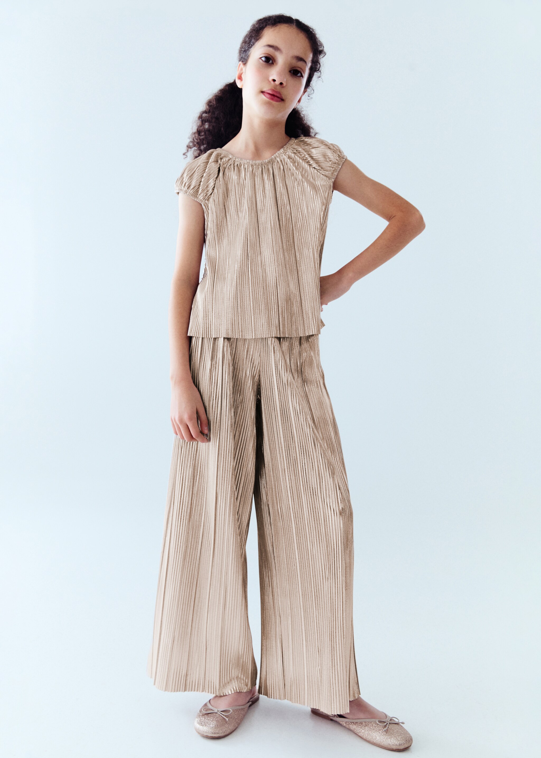 Pleated straight trousers - Details of the article 5, Silver. Ref: 87034402-00.