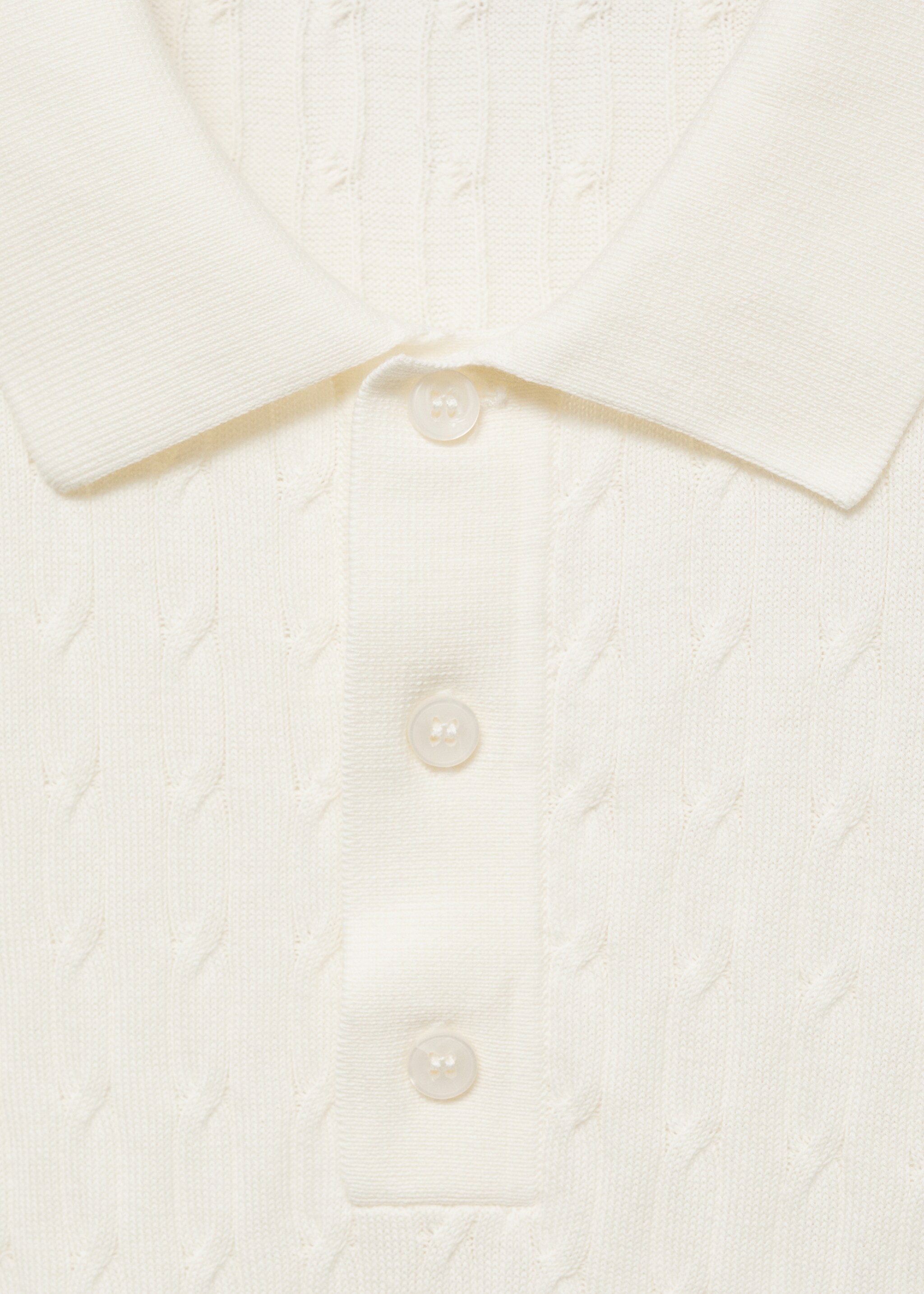 Polo maille torsadée 100 % coton - Détail de l'article 8, Blanc cassé. Ref: 87034411-00.