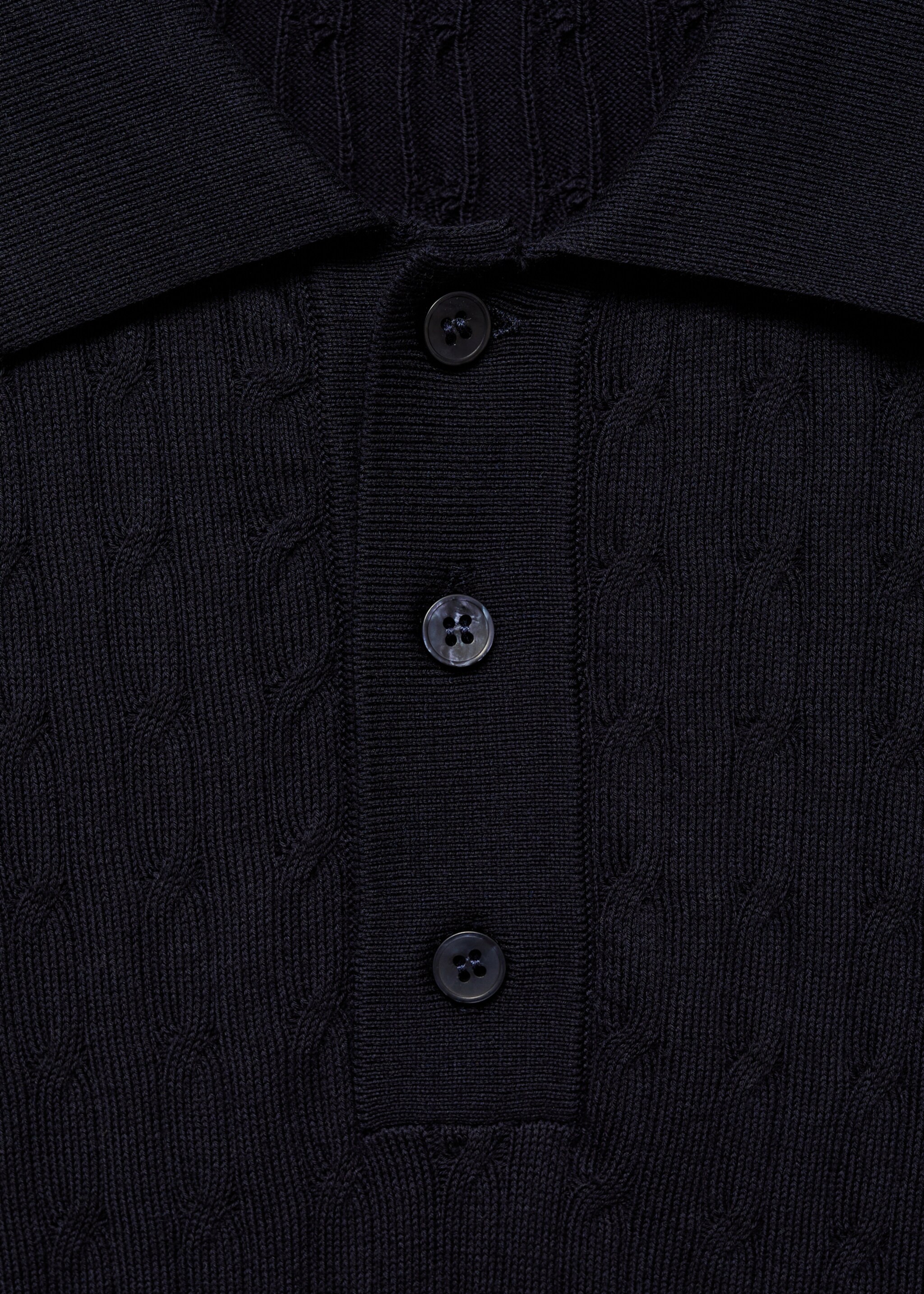 100% cotton braided knitted polo shirt - Details of the article 8, Night Blue. Ref: 87034411-00.