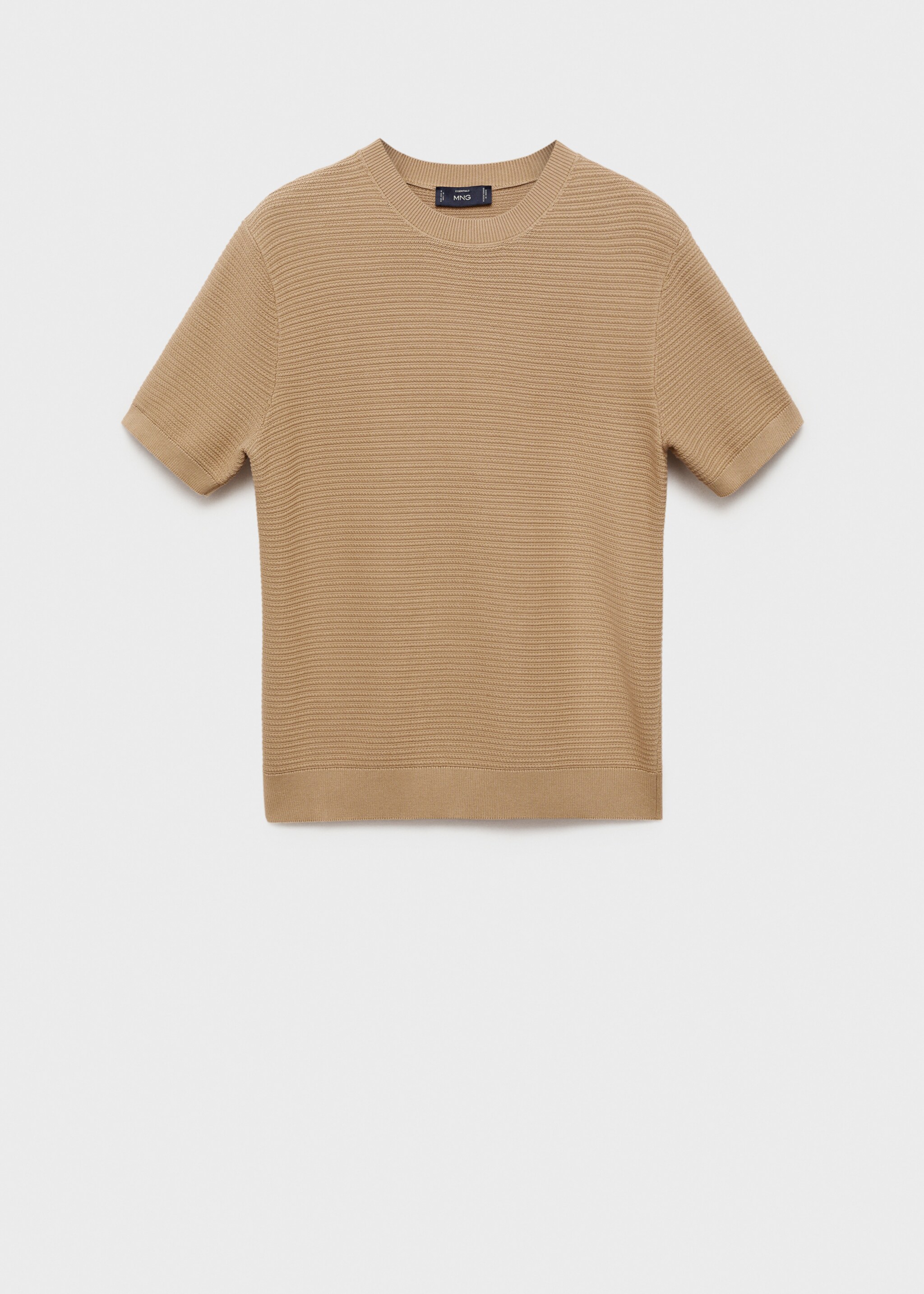 Structure thin knitwear t-shirt - Article without model, Medium Brown. Ref: 87034412-00.