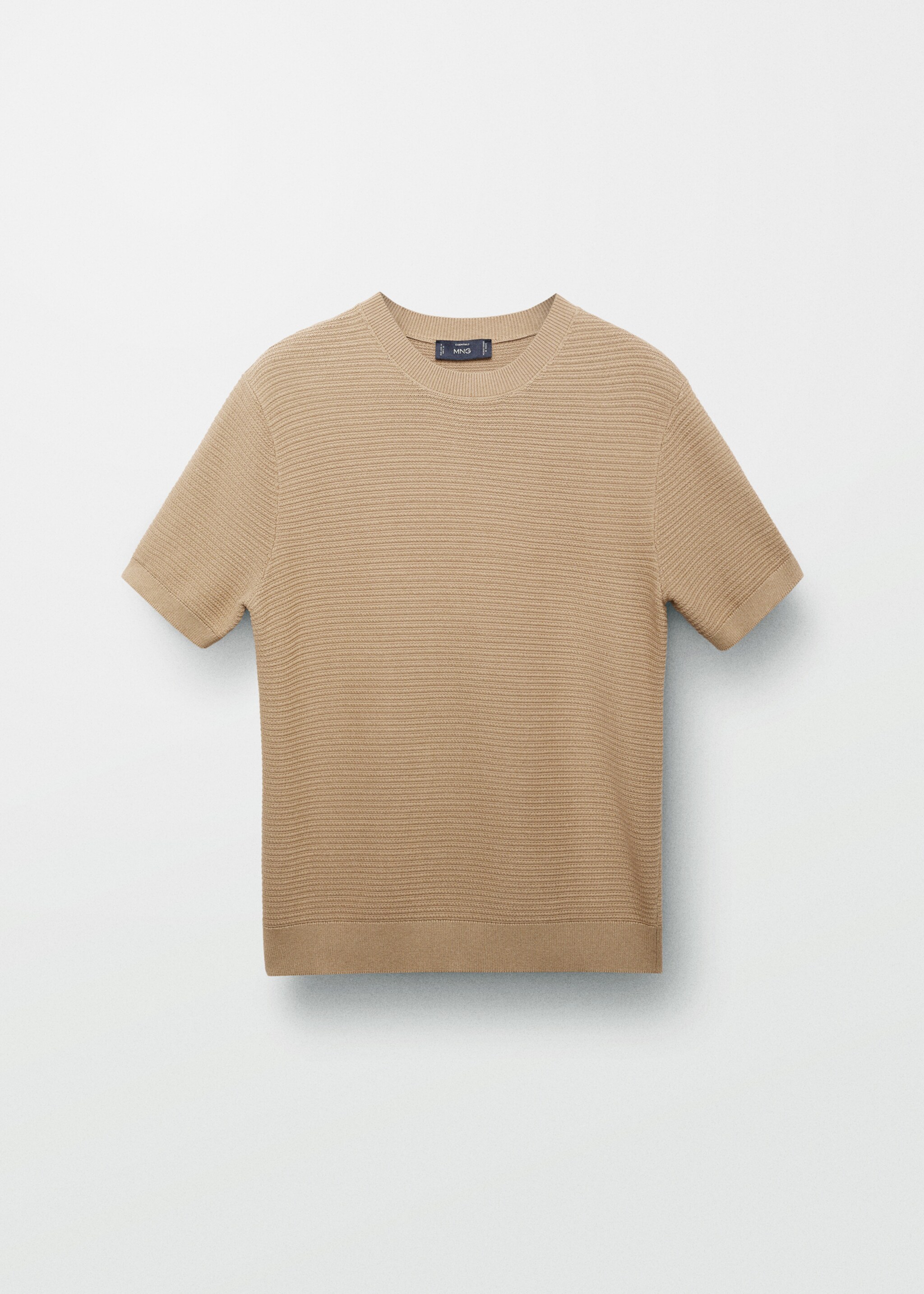 Structure thin knitwear t-shirt - Details of the article 5, Medium Brown. Ref: 87034412-00.