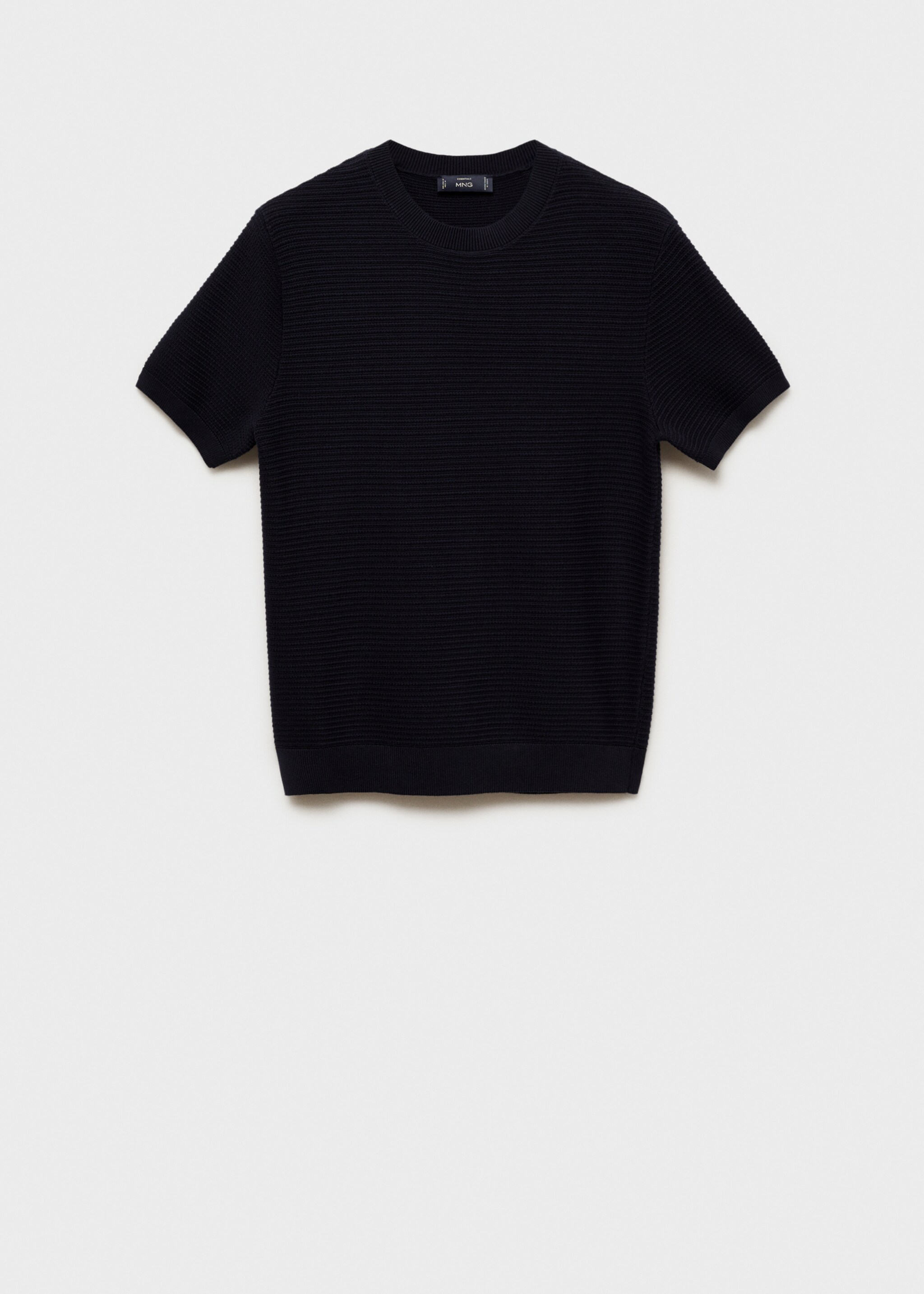 Structure thin knitwear t-shirt - Article without model, Night Blue. Ref: 87034412-00.