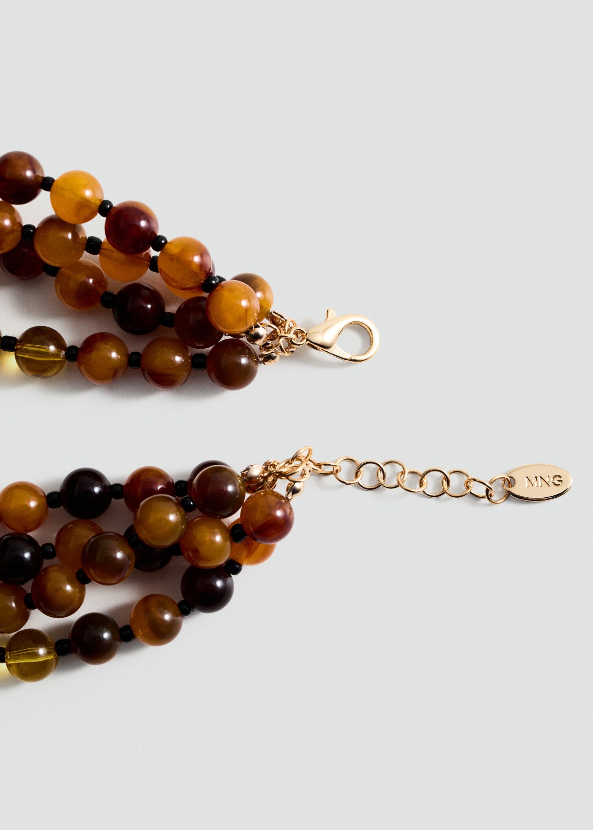 Combined beads necklace - Details of the article 1, Gold. Ref: 87034414-00.