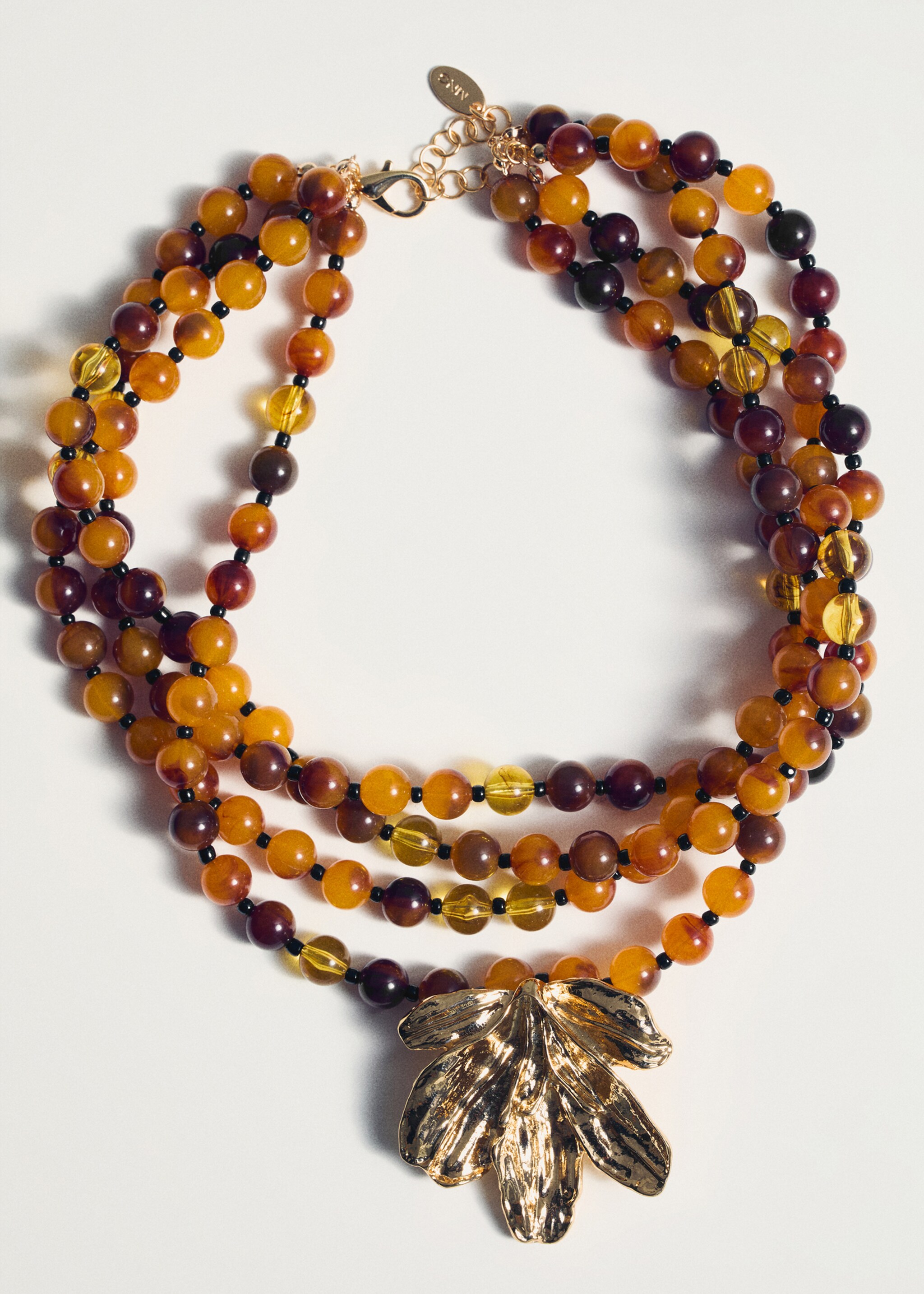 Combined beads necklace - Details of the article 5, Gold. Ref: 87034414-00.