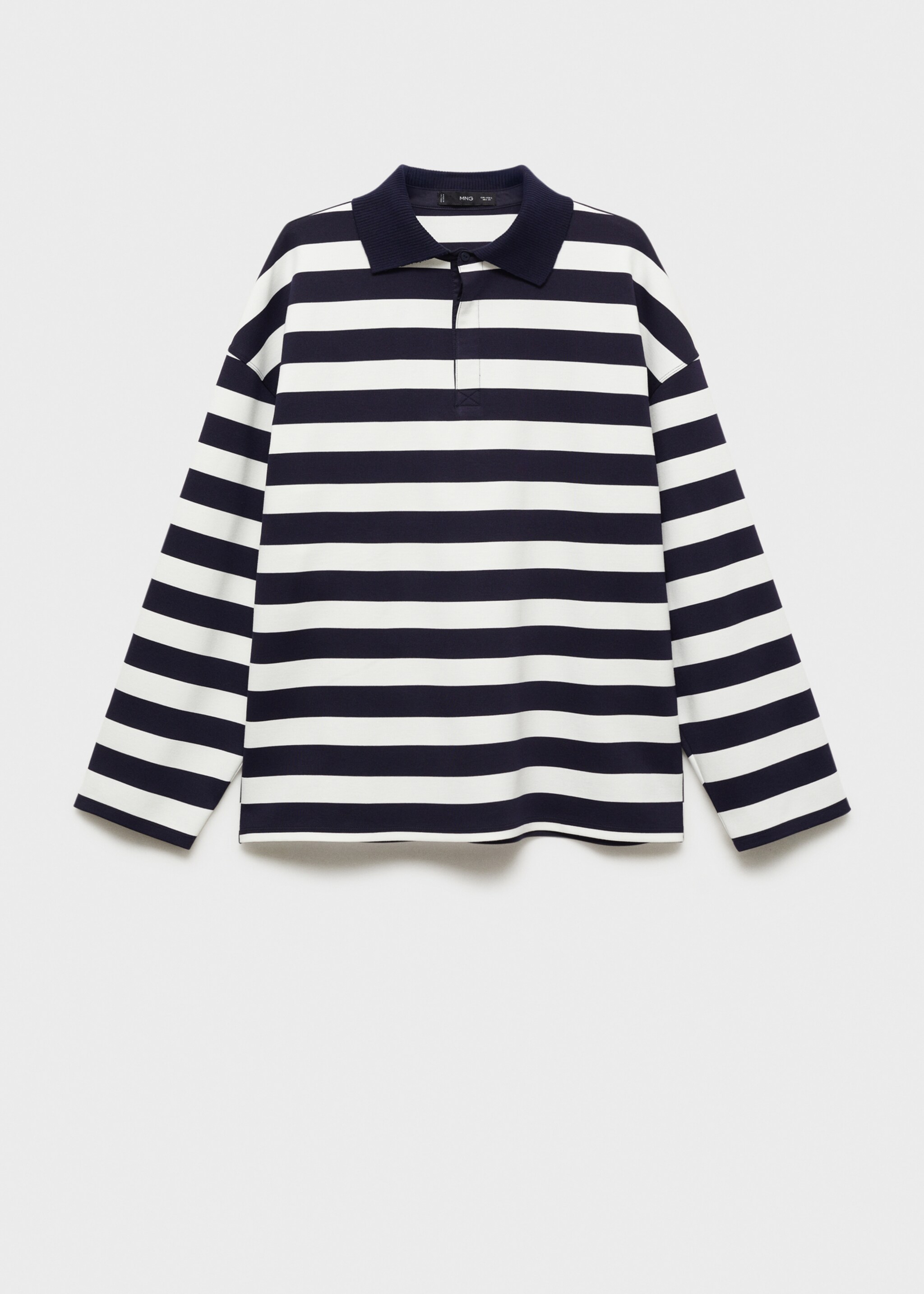 Gestreiftes Sweatshirt mit Poloshirt-Kragen - Artikel ohne Model, Dunkles Marineblau. Ref: 87034416-00.