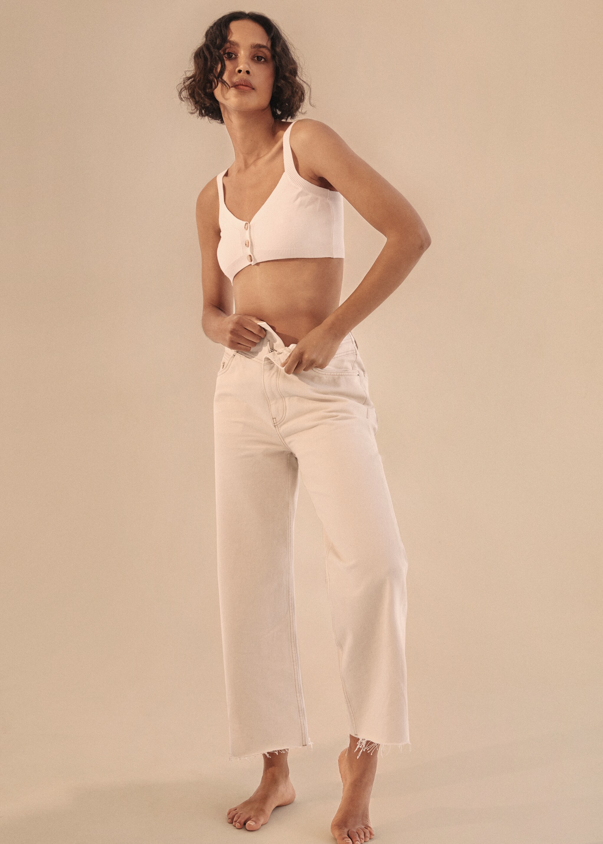 Džíny cropped se širokými nohavicemi - Detail zboží 4