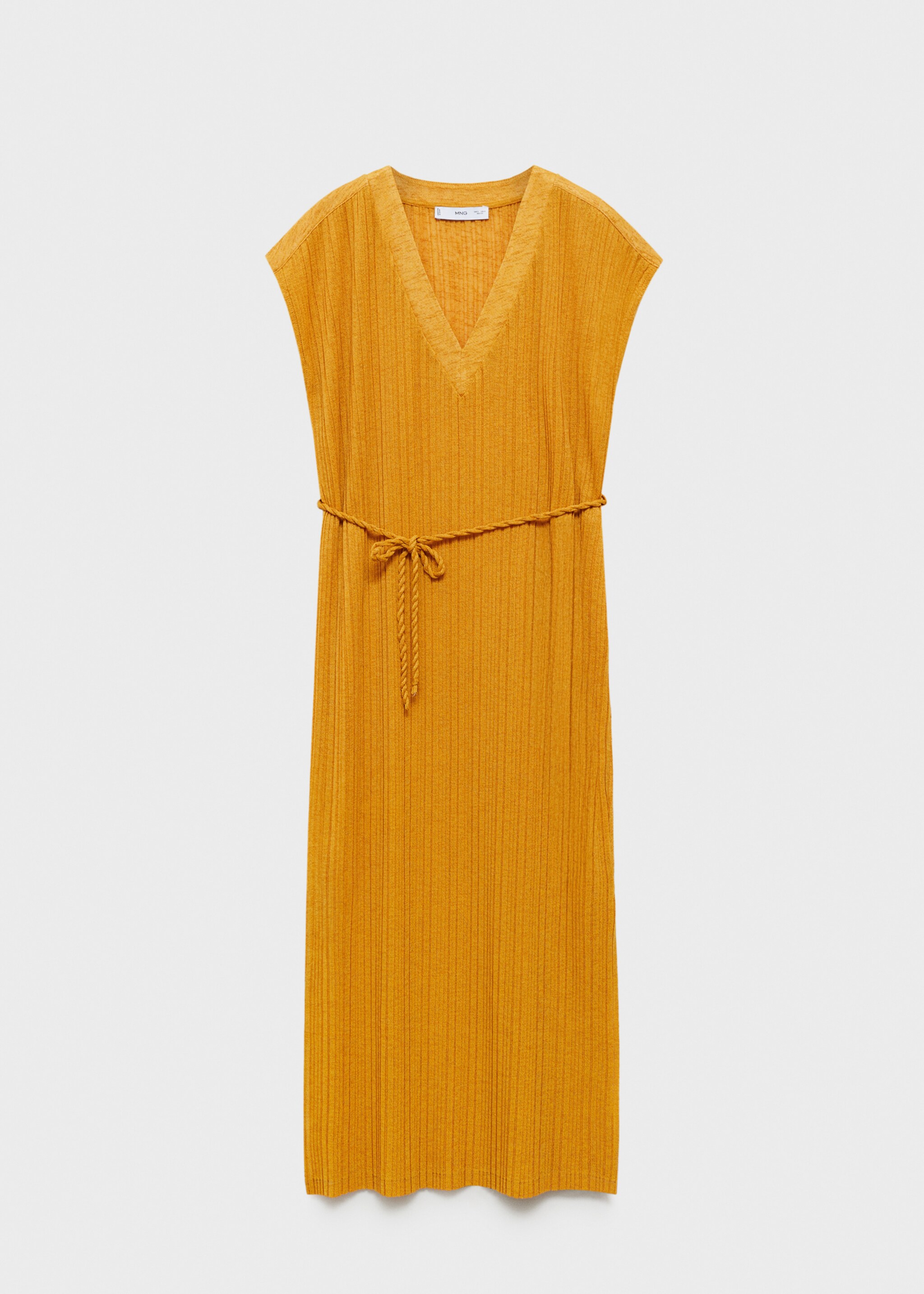 Belt pleated dress - Article without model, Mustard. Ref: 87034777-00.