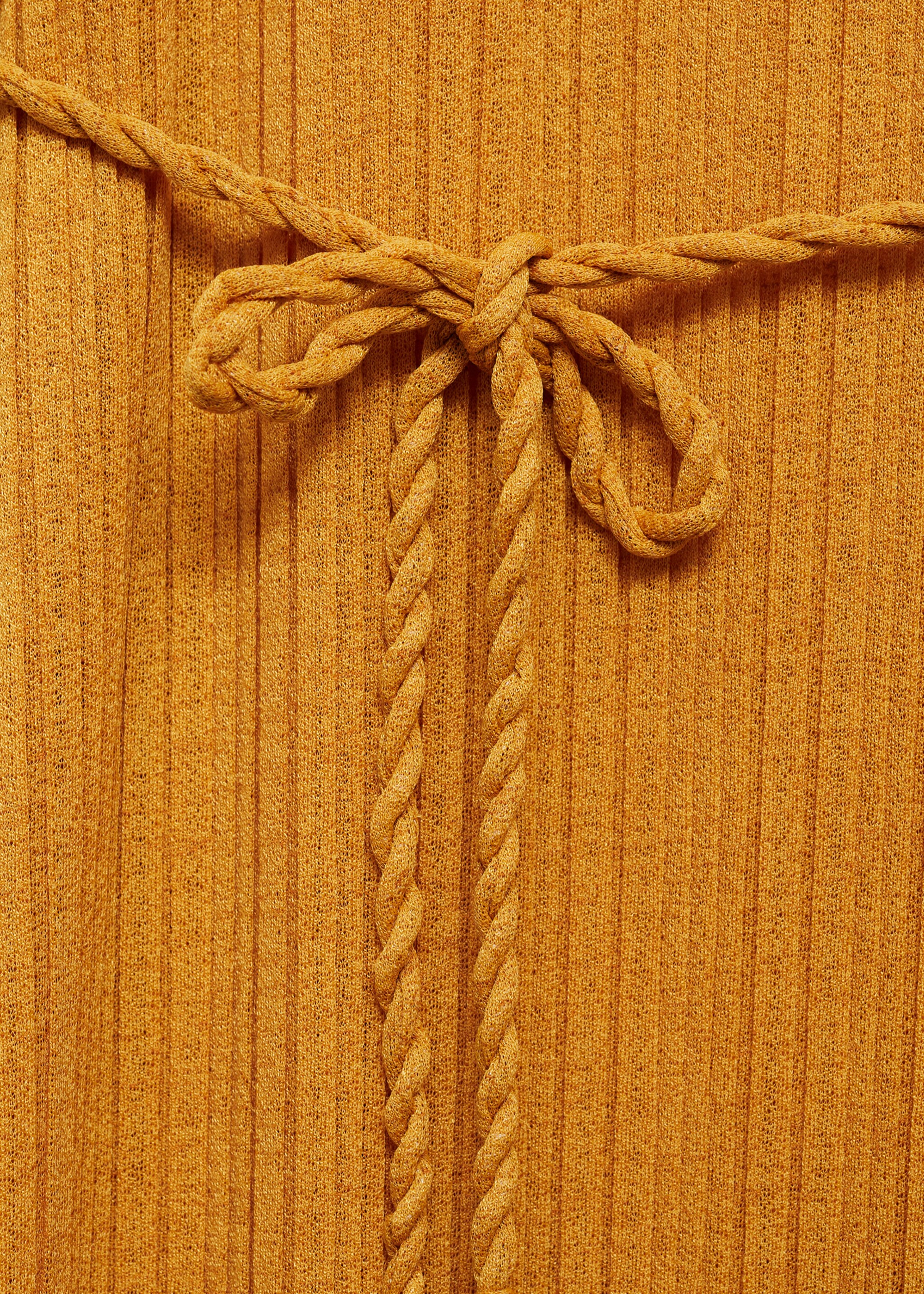 Belt pleated dress - Details of the article 0, Mustard. Ref: 87034777-00.