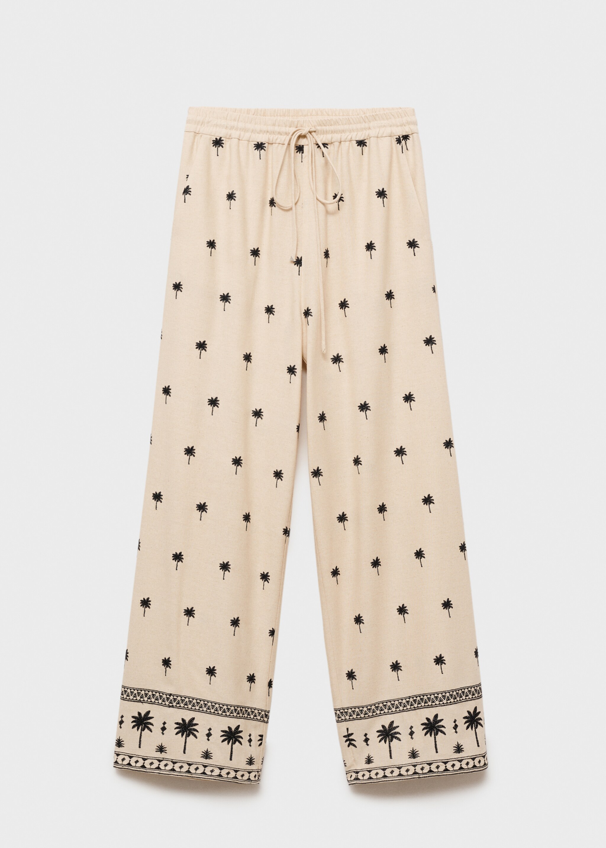 Embroidered straight-fit trousers - Article without model, Beige. Ref: 87034779-00.