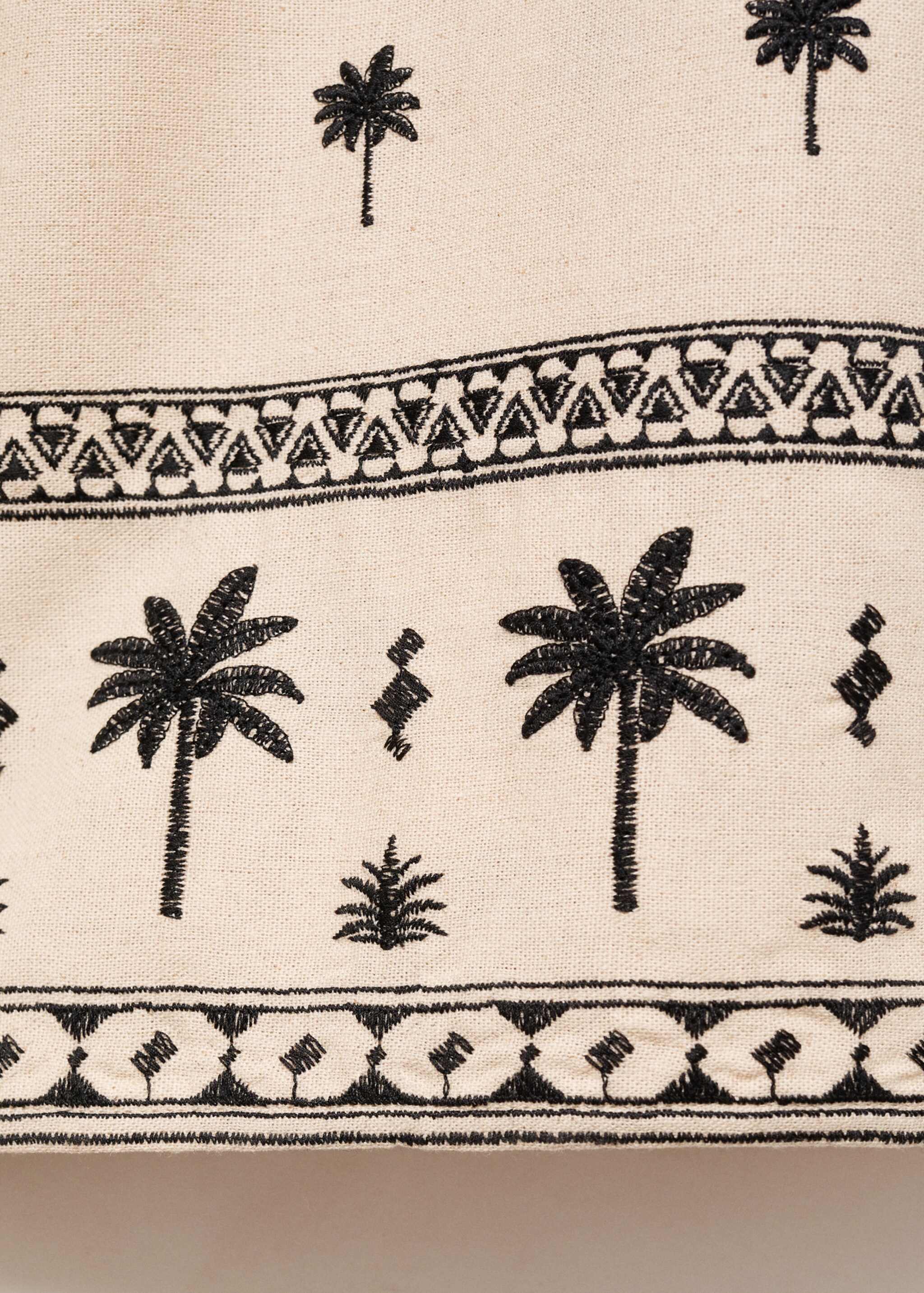 Embroidered straight-fit trousers - Details of the article 0, Beige. Ref: 87034779-00.