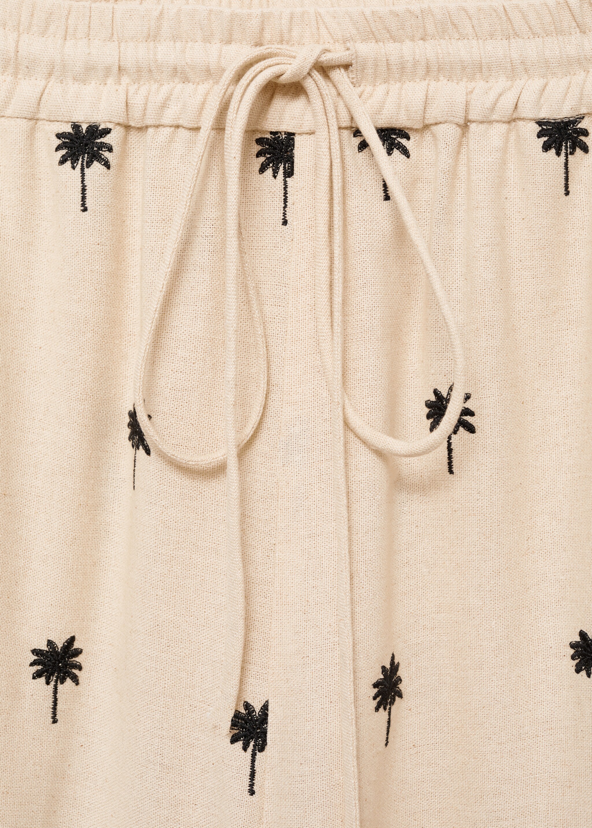 Embroidered straight-fit trousers - Details of the article 8, Beige. Ref: 87034779-00.