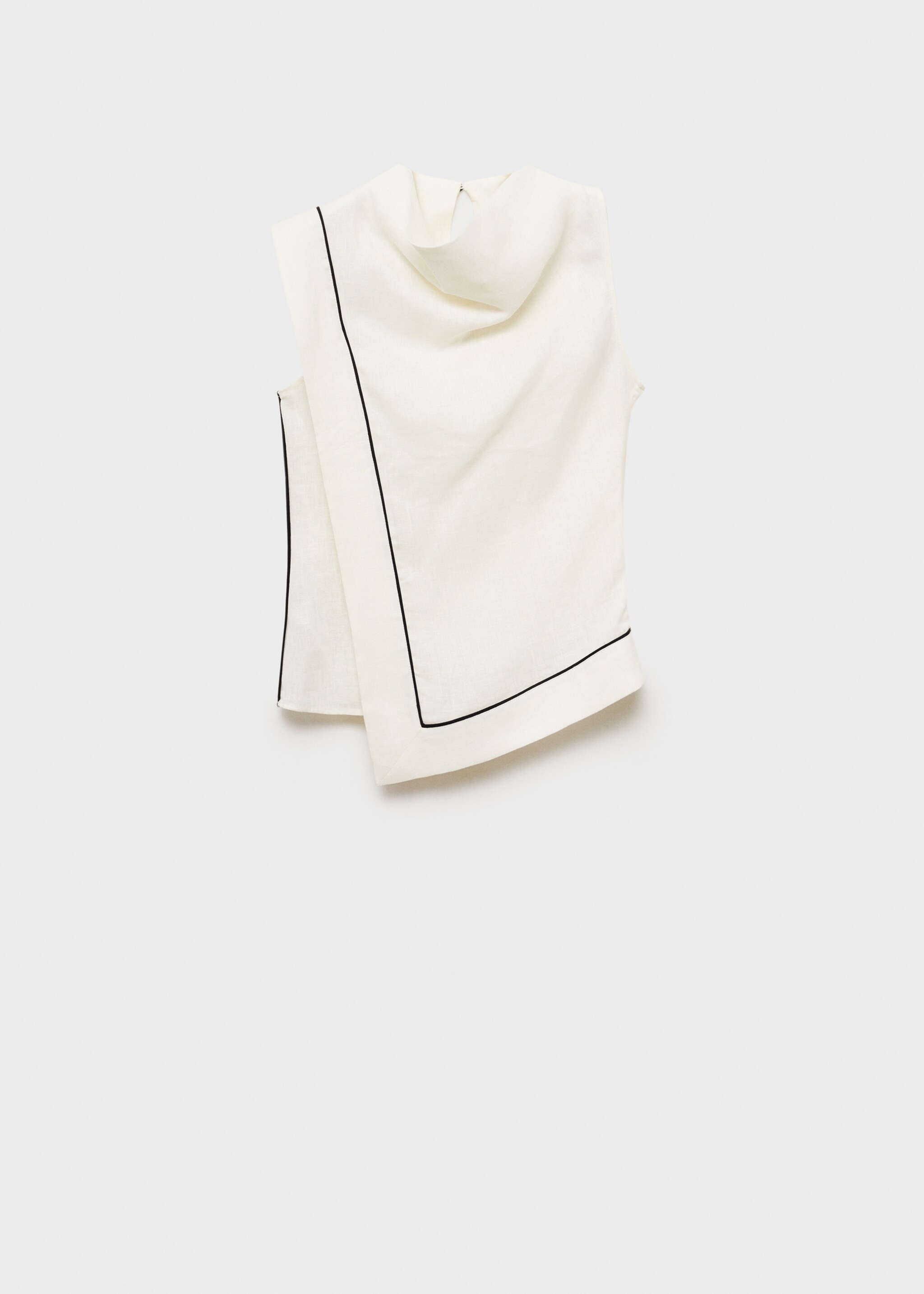 Contrasting-stripe linen blouse - Article without model, Vanilla. Ref: 87034780-00.