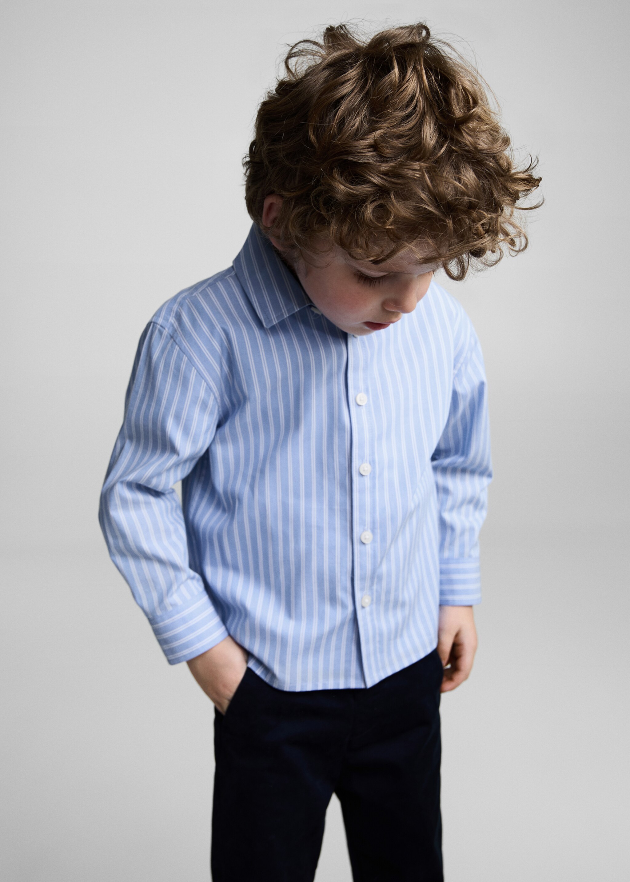 100% cotton striped shirt - Medium plane, Sky Blue. Ref: 87034792-00.