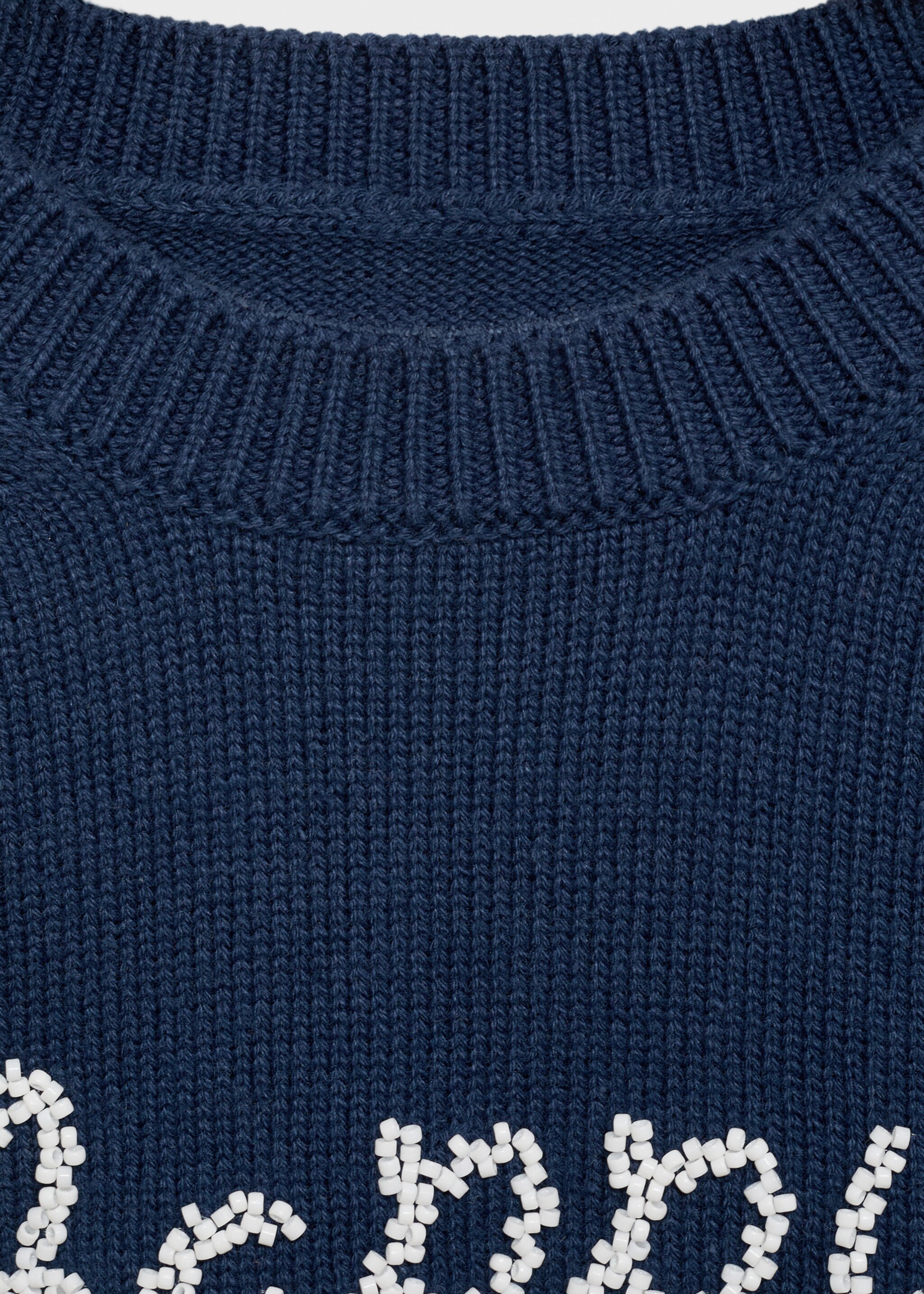 Beaded knitted sweater - Details of the article 0, Dark Navy. Ref: 87034795-00.