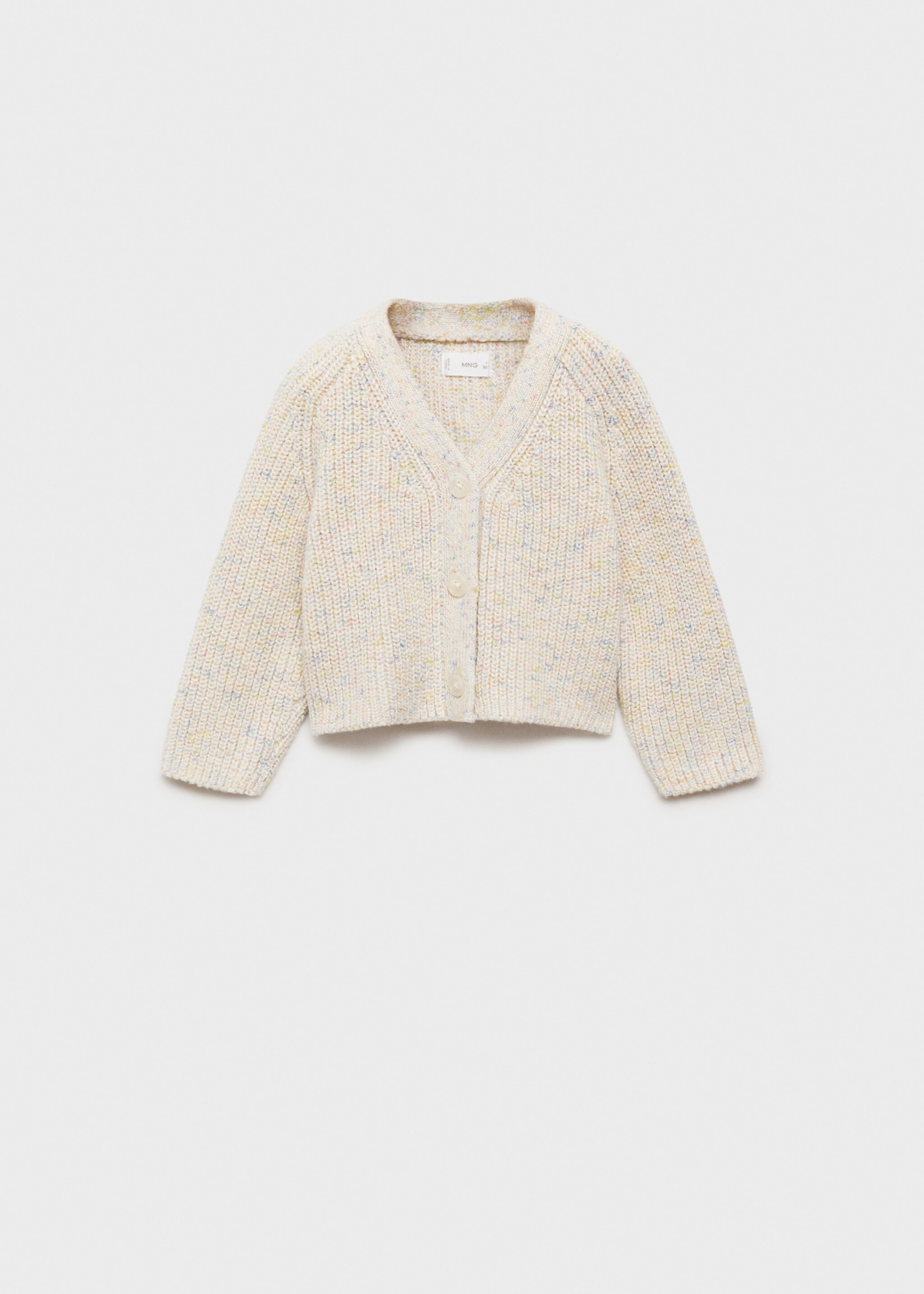 Flecked knit cardigan - Article without model, Ecru. Ref: 87034797-00.