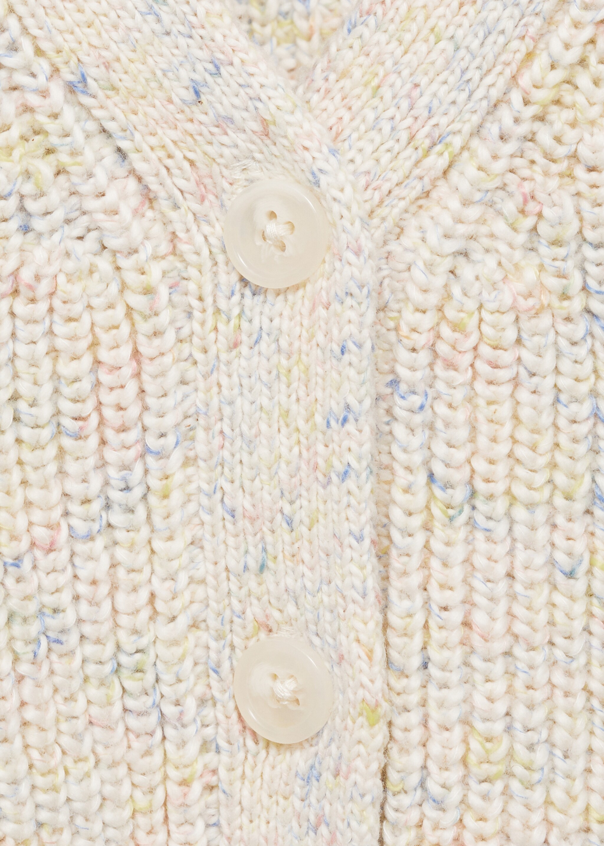 Flecked knit cardigan - Details of the article 8, Ecru. Ref: 87034797-00.