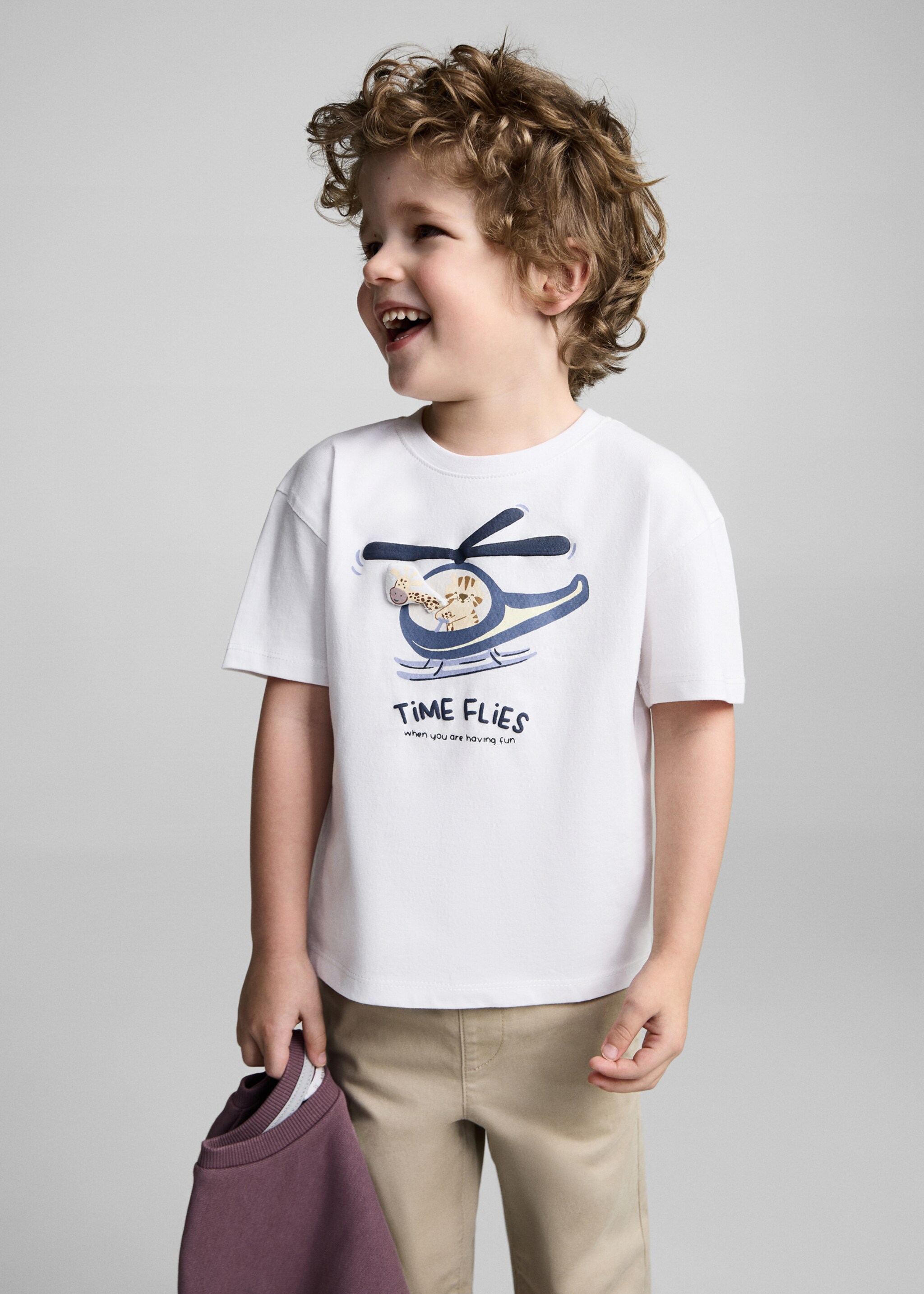 Βαμβακερή μπλούζα με ανάγλυφες λεπτομέρειες - Μεσαίο πλάνο, Υπόλευκο. Ref: 87034799-00.